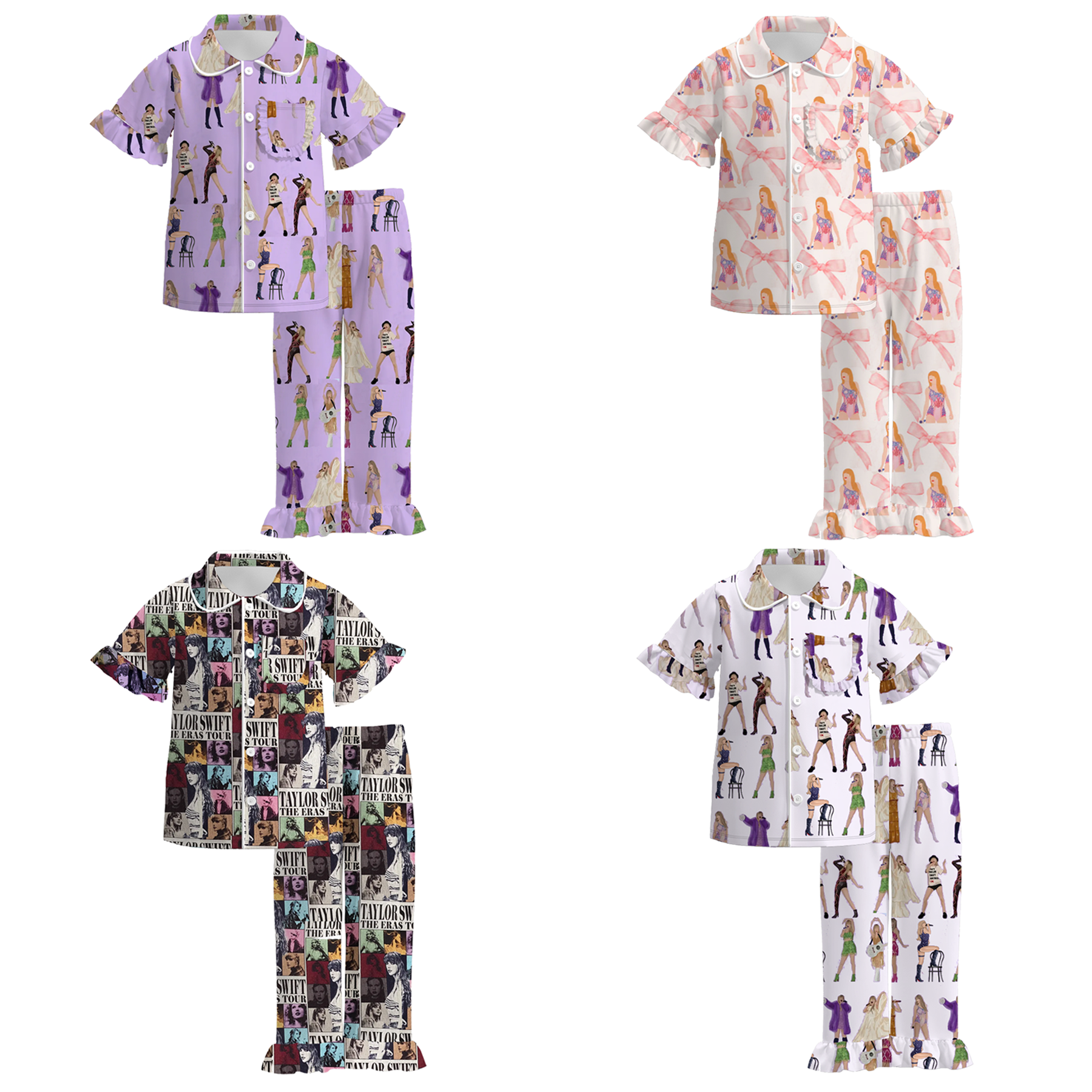 (Pre Order)Girls Spring and Summer TS Print Pajamas