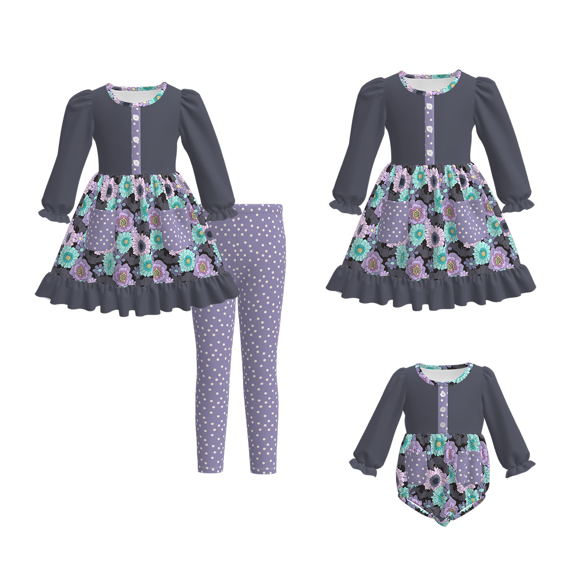 (Pre Order)Family Fall Floral Print Dress,Set&Romper