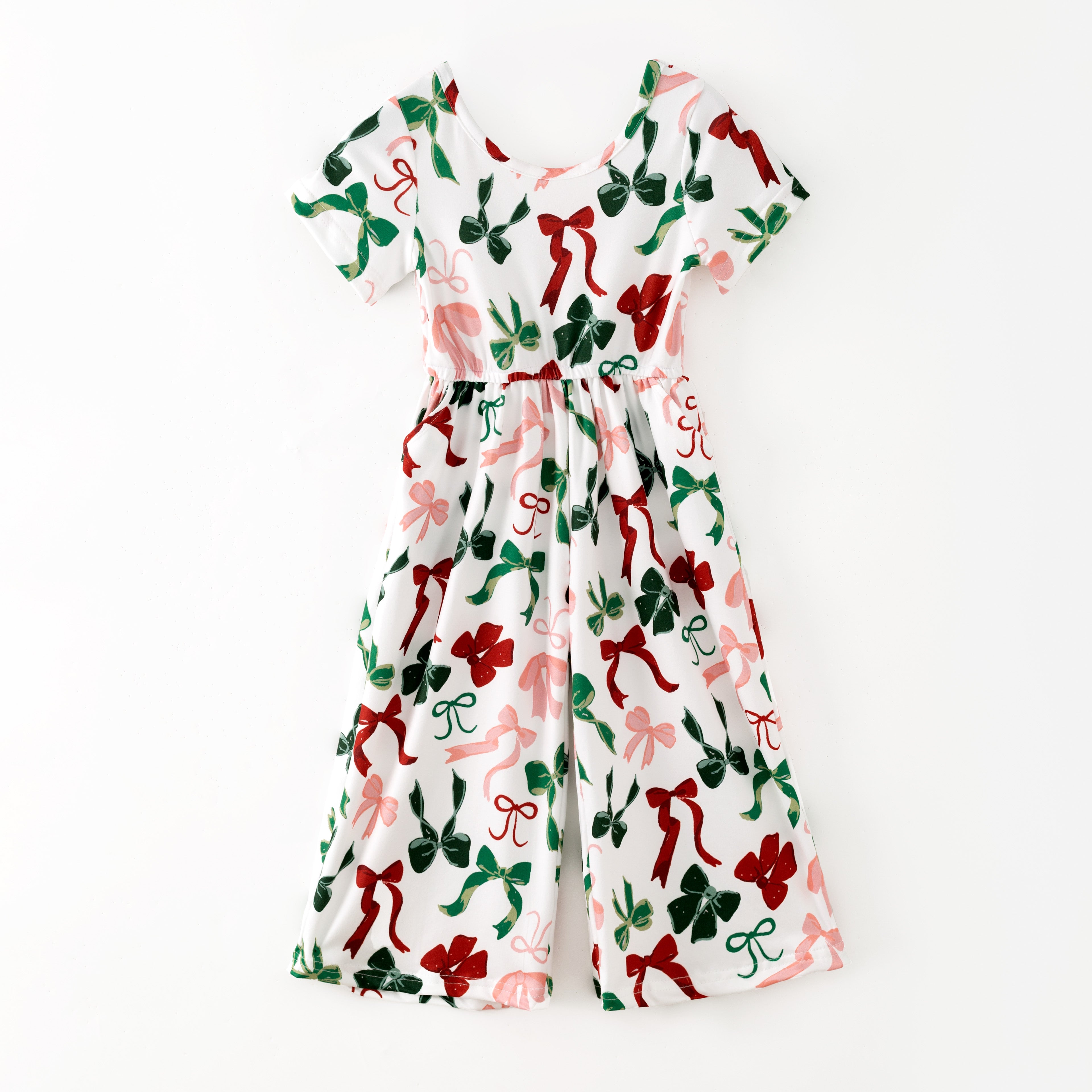 (Pre Order,Prepack Zone)Girls Bow Print Jumpsuit