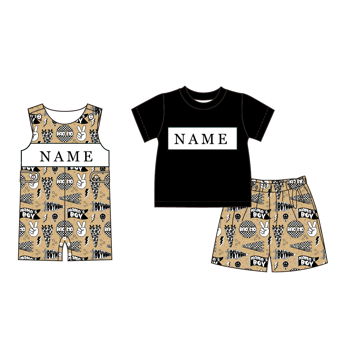 (Pre Order)Brothers MAMA'S BOY Embroidery Smocked Set&Romper-Customized name