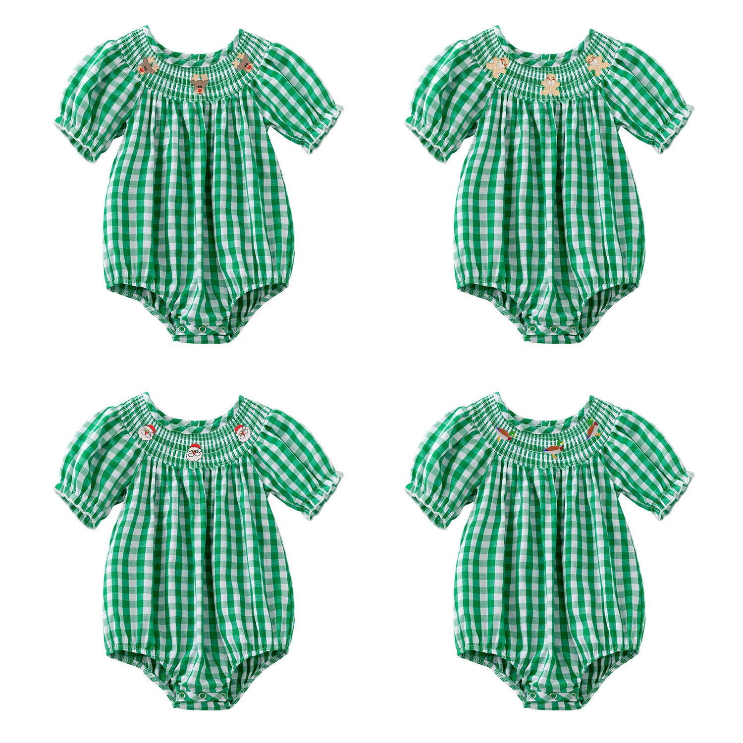 (Pre Order)Baby Girls Christmas Embroidery Smocked Romper
