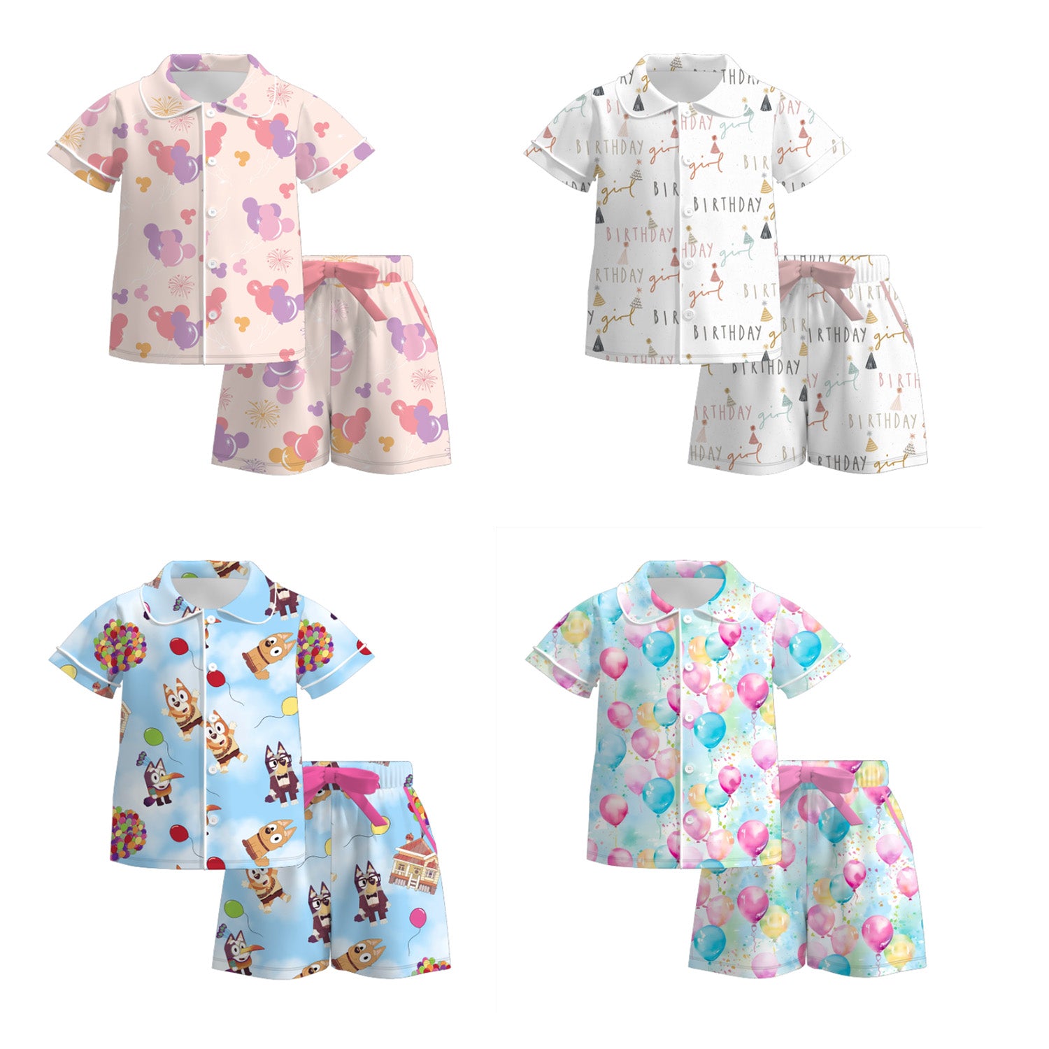 (Pre Order)Girls Spring and Summer Birthday Print Pajamas