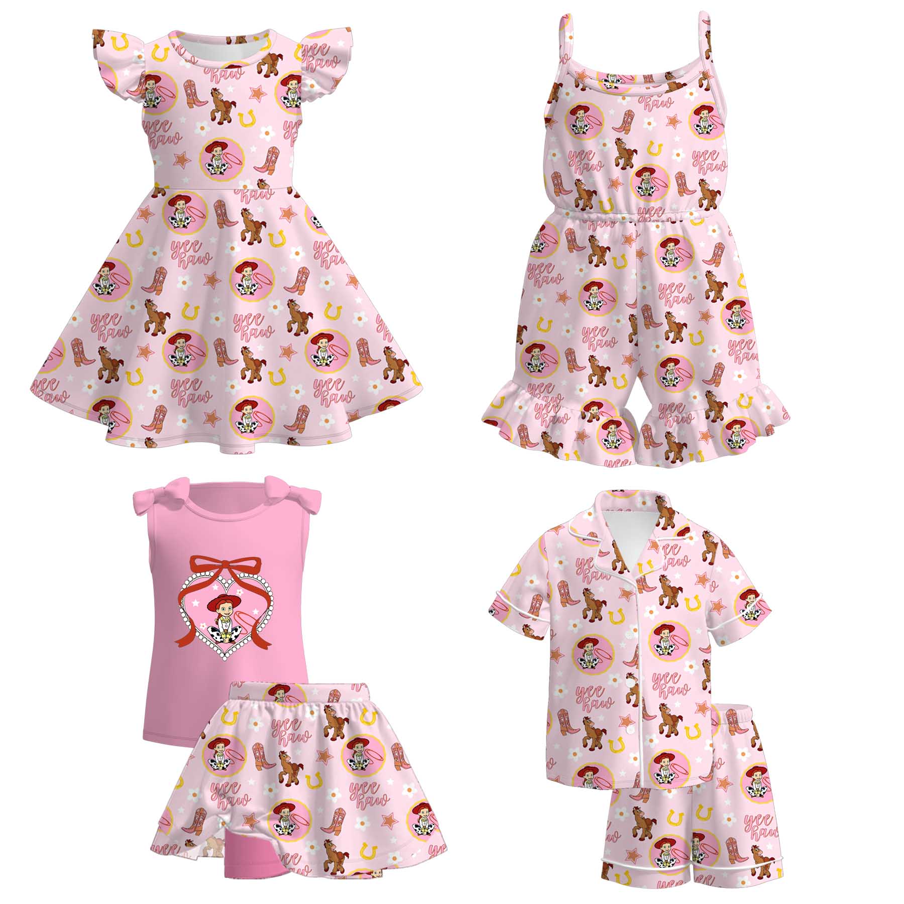 (Pre Order+Prepack Zone)Girls Cartoon Toy Print Dress,Set&Jumpsuit(Mix Size)