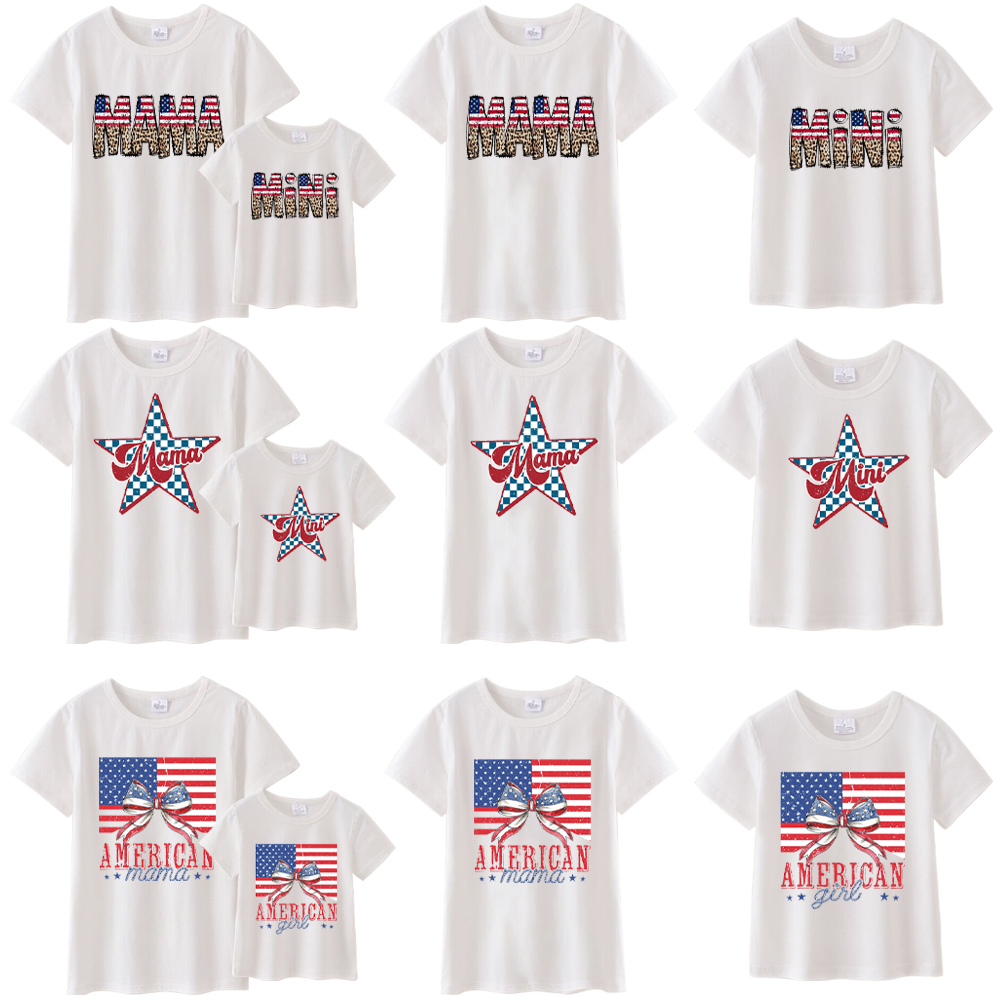 (Pre Order)Patriotic Mommy and Me White Cotton T-Shirts