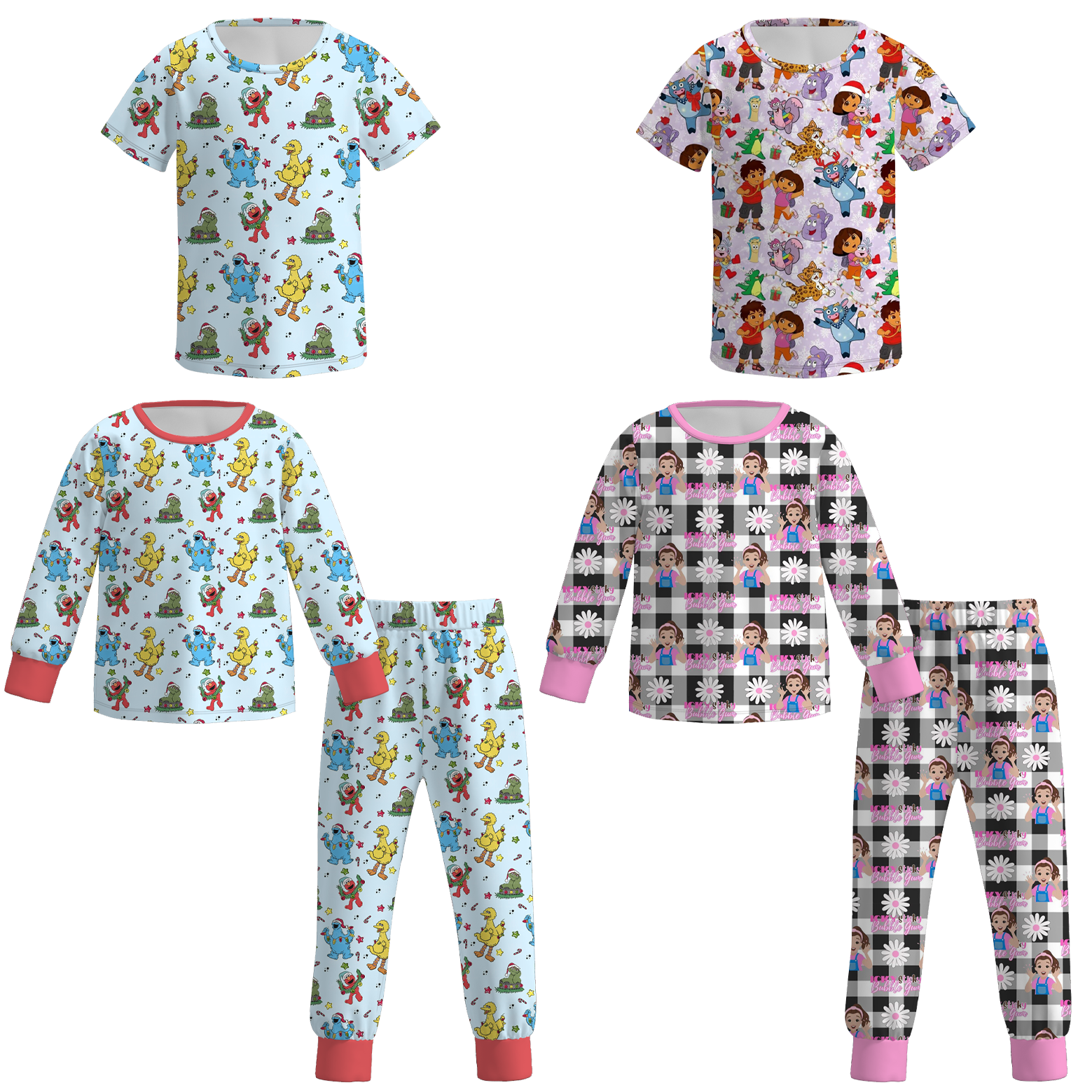 (Pre Order)Girls Cartoon Print Set&Top
