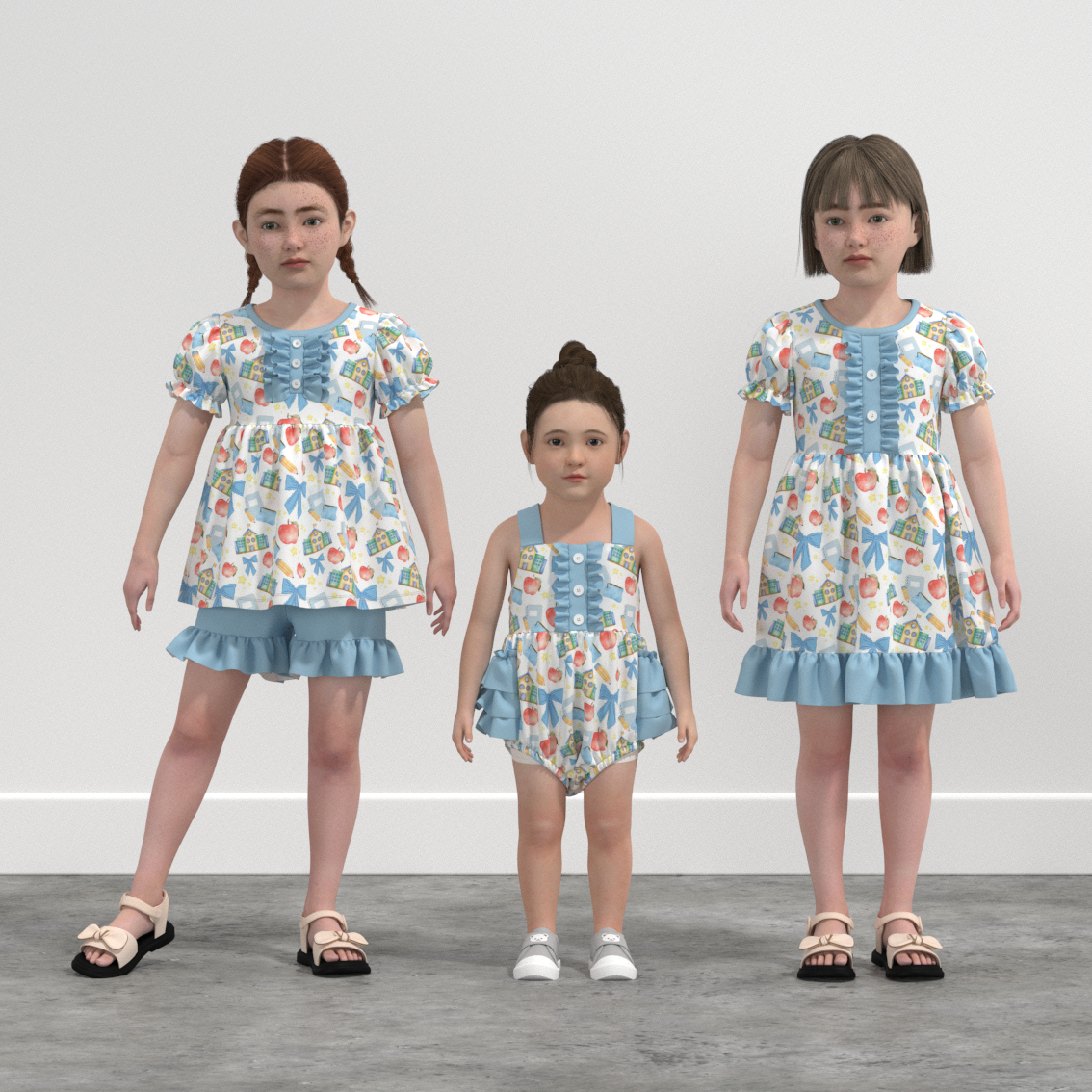 (Pre Order)Sister Summer Back To School Print Dress,Romper&Set
