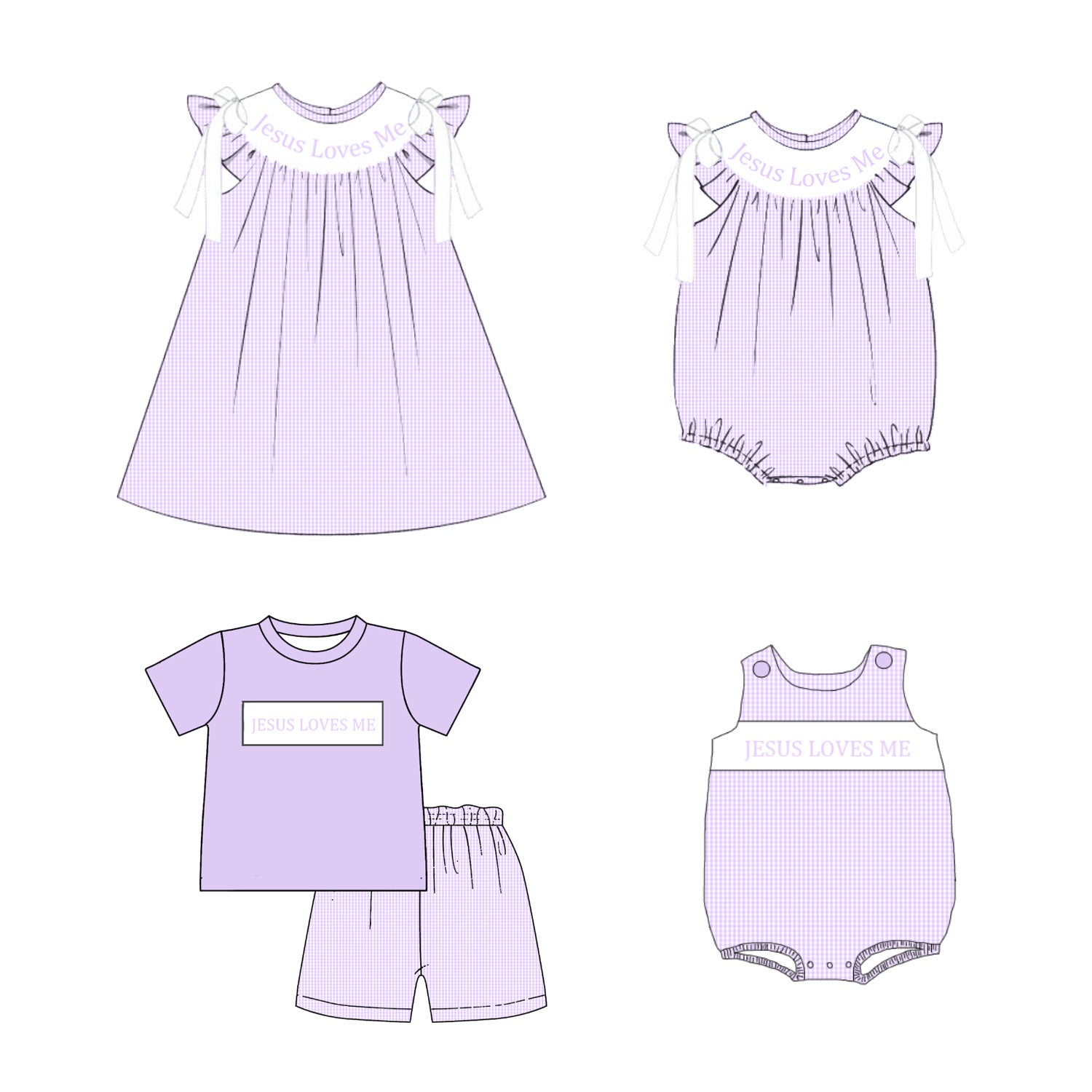 (Pre Order)Siblings Easter Embroidery Smocked Dress,Set&Romper