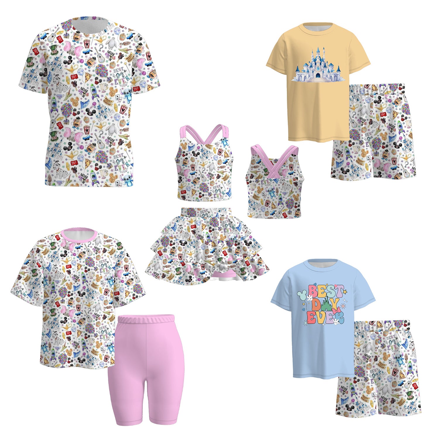 (Pre Order)Family Spring and Summer Cartoon Print Set&Top