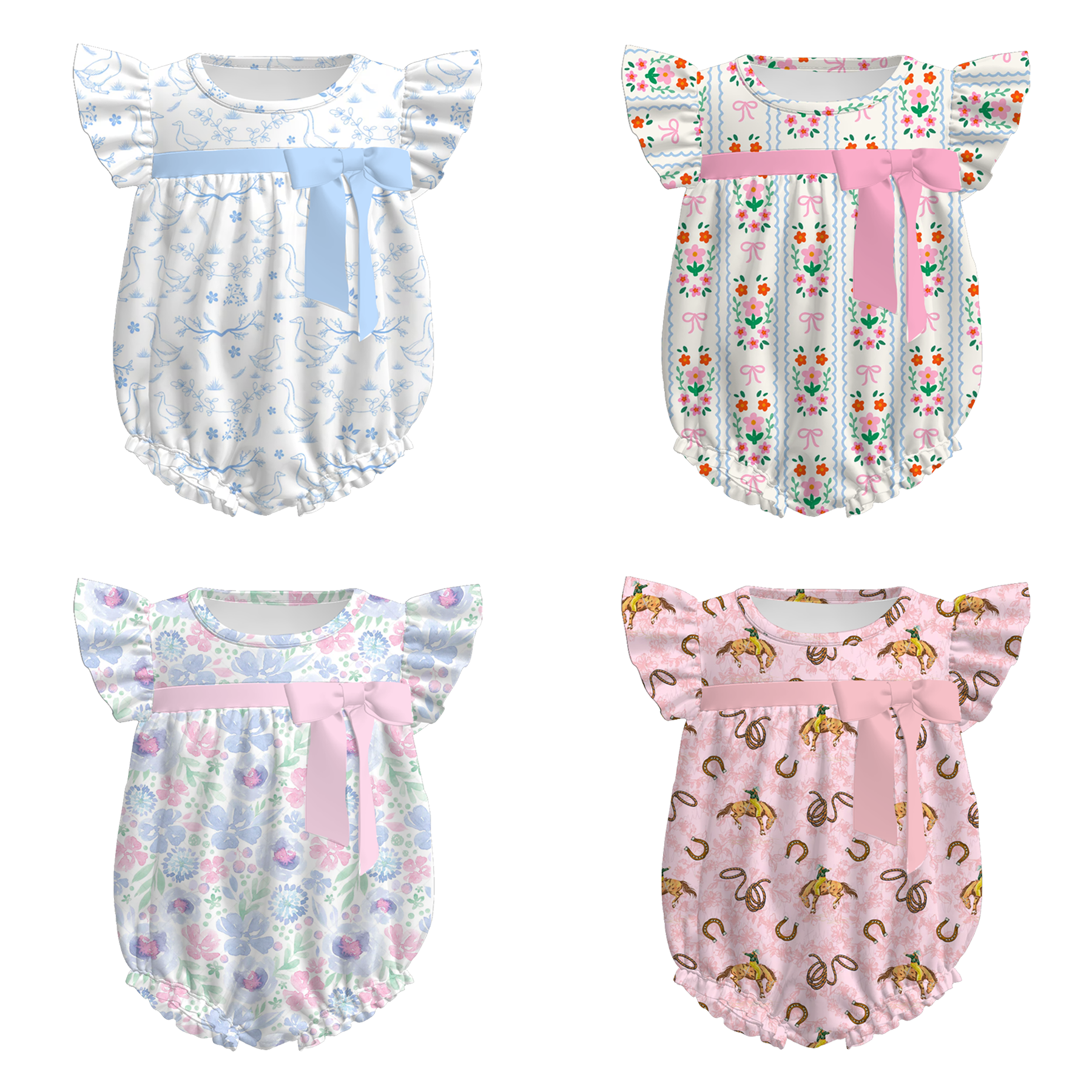 (Pre Order)Toddler Girls Spring and Summer Floral Print Romper