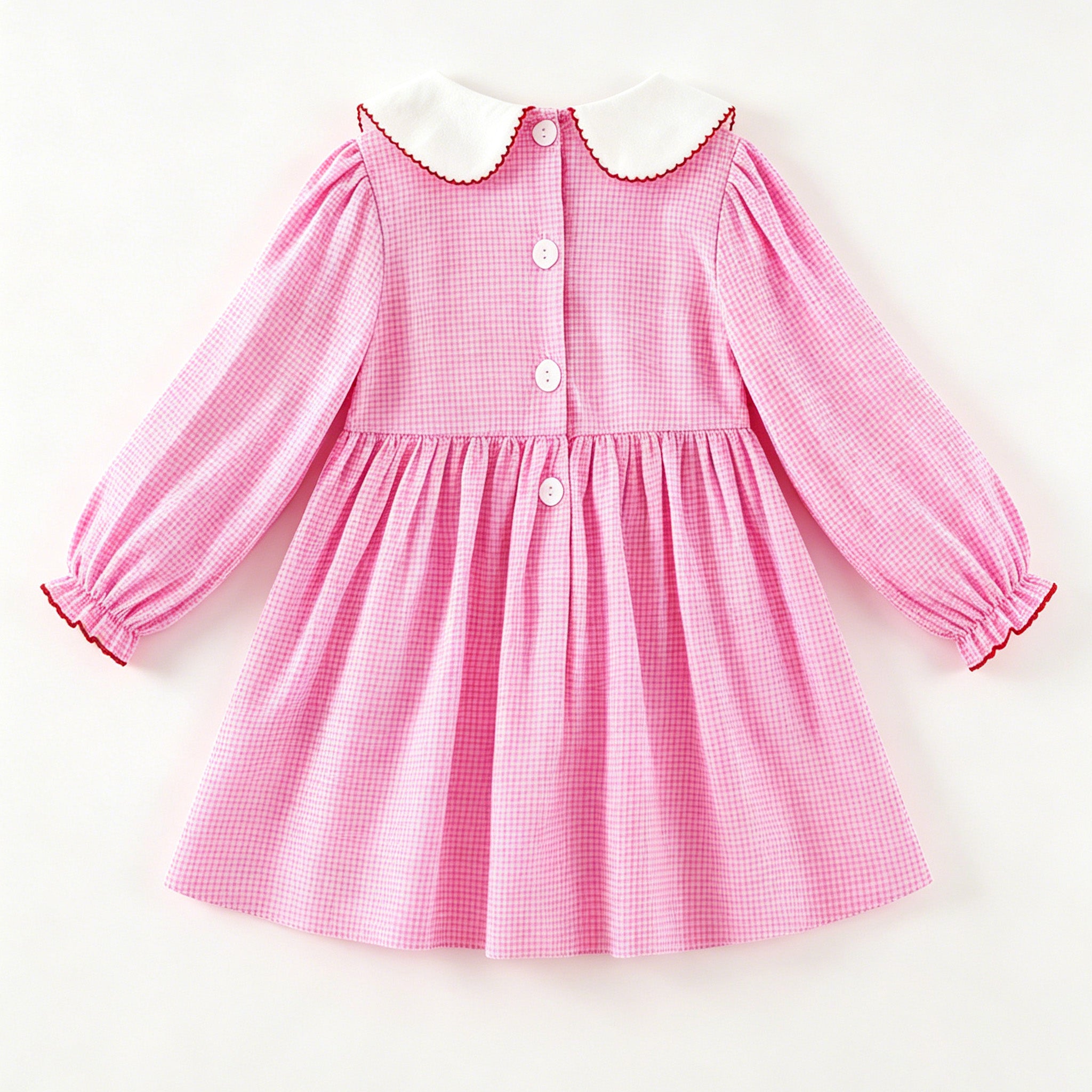 (In Stock)Girls Christmas Embroidery Smocked Cotton Dress