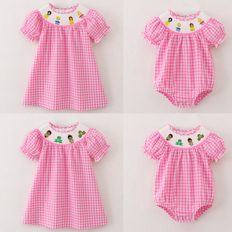 (Pre Order)Sisters Spring and Summer Princess Embroidery Smocked Dress and Romper