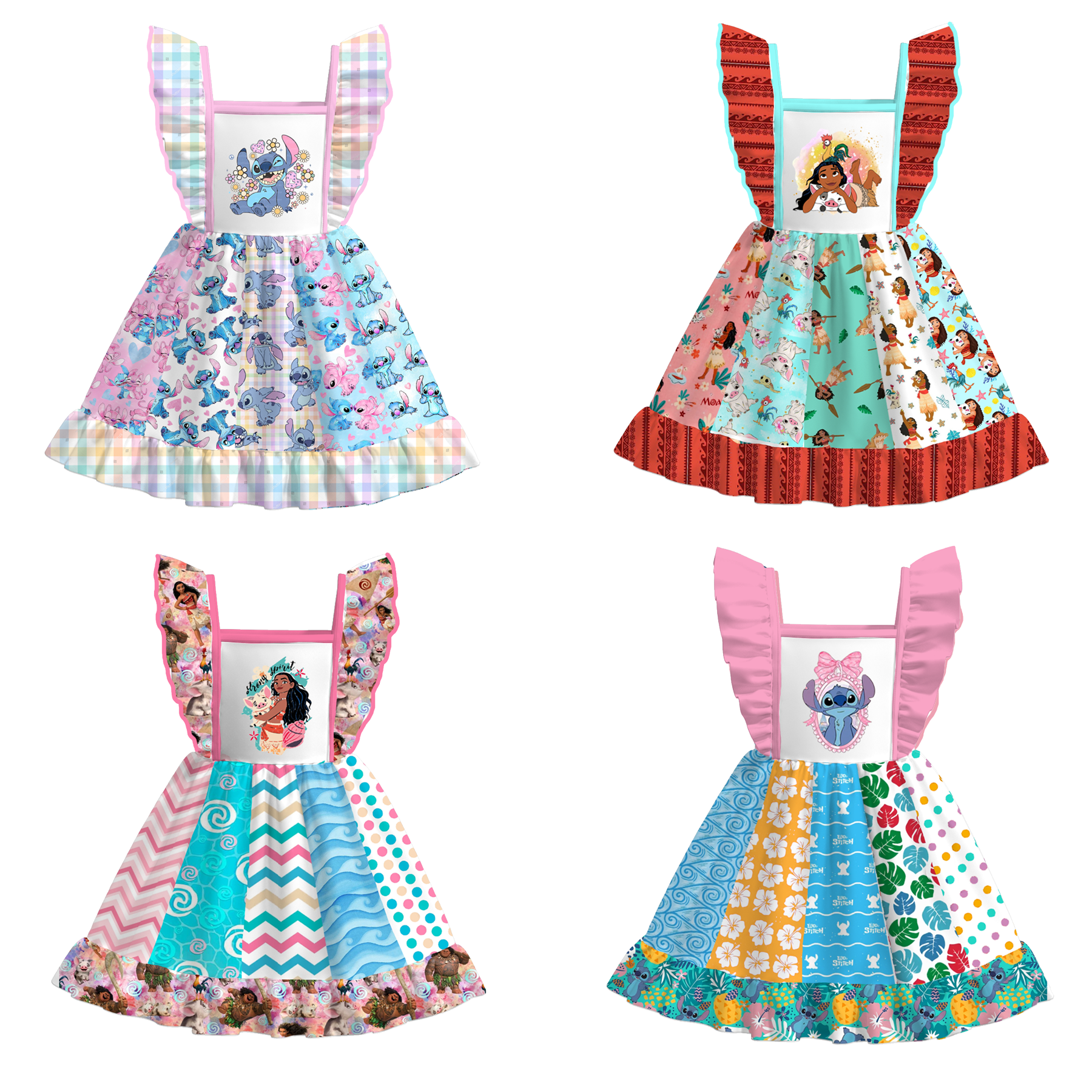 (Pre Order)Girls Spring and Summer Cartoon Print Dress