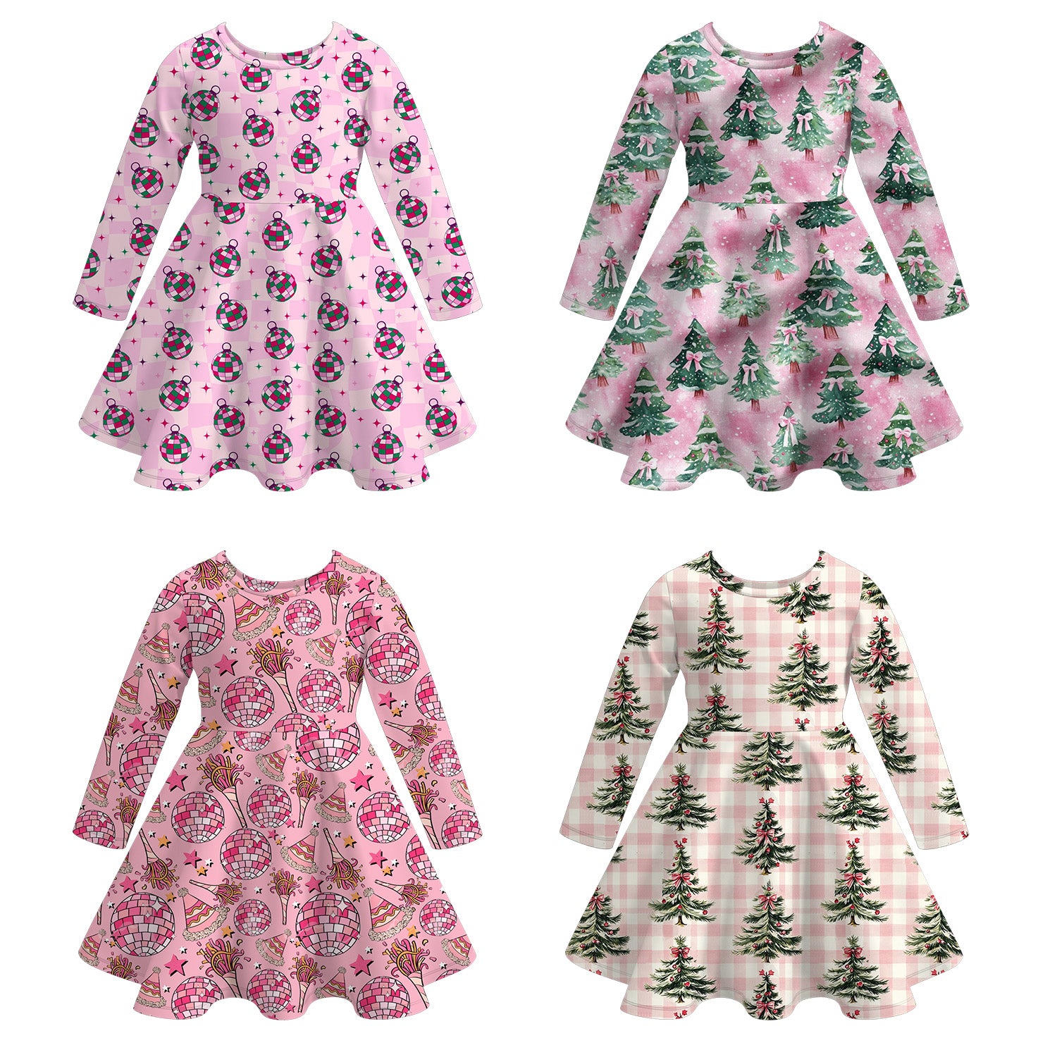 (Pre Order)Girls Christmas Print Milk Silk Dress