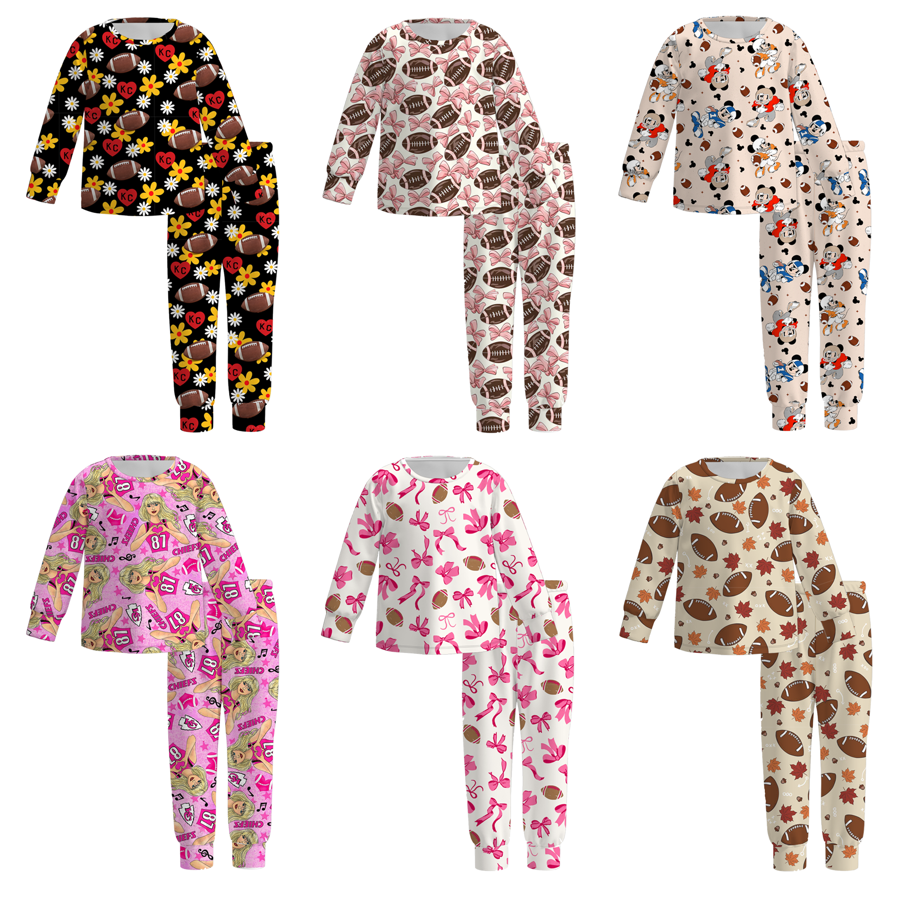 (Pre Order)Girls Super Bowl Print Pajamas