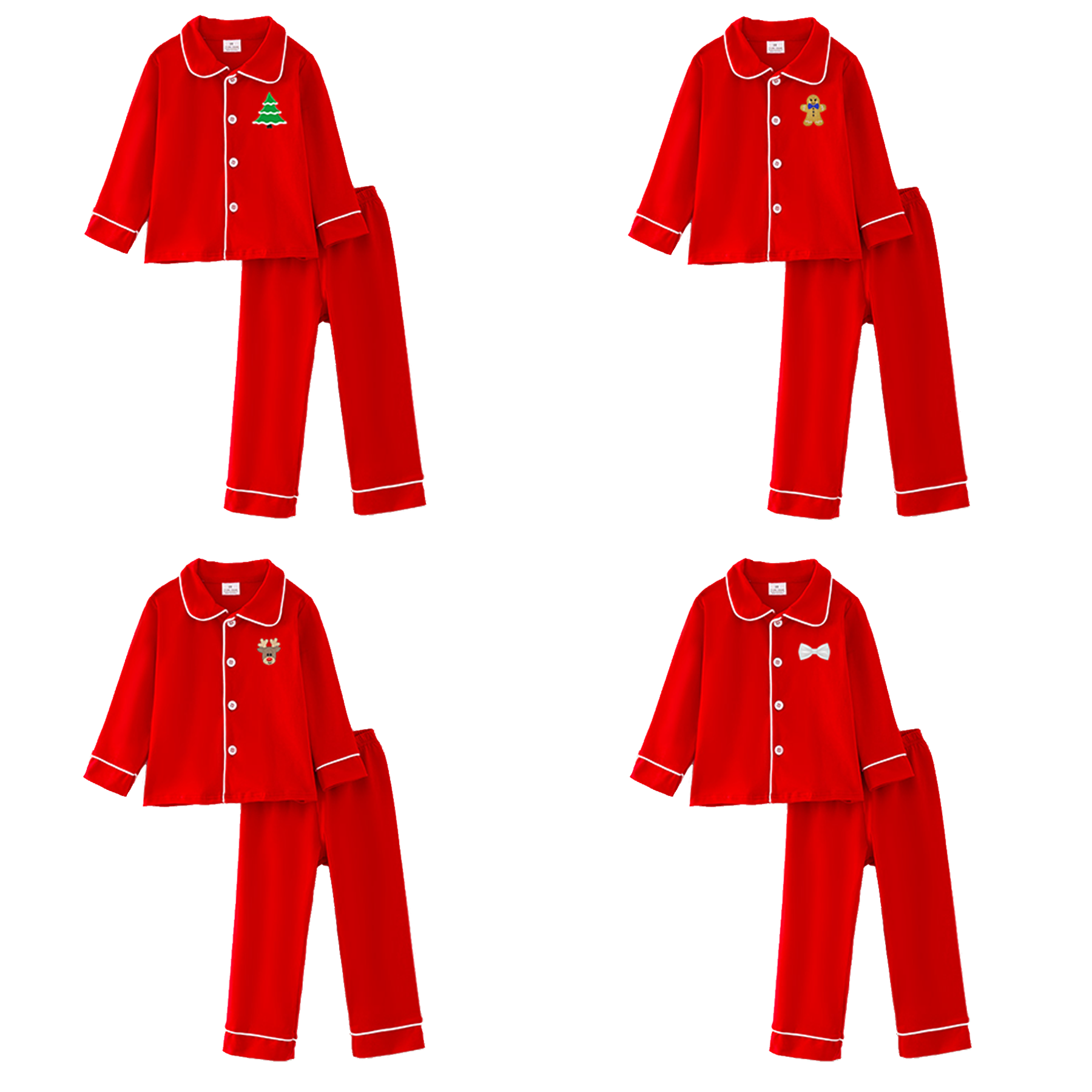 (Pre Order)Boys Christmas Embroidery Cotton Pajamas