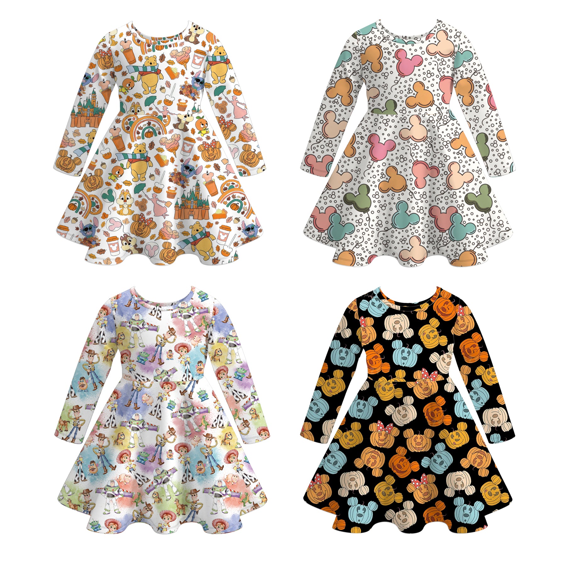 (Pre Order)Girls Halloween Cartoon Print Dress