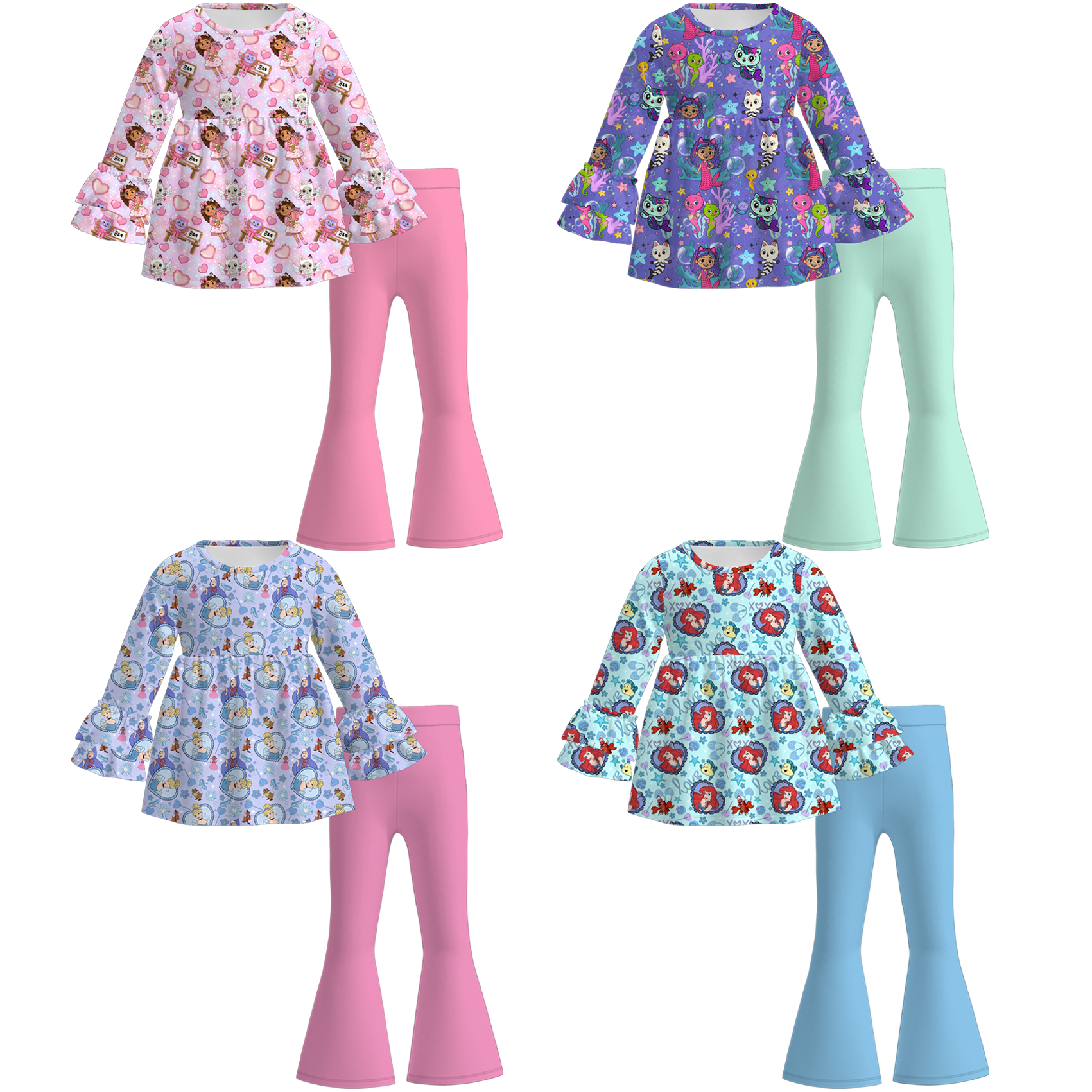 (Pre Order)Girls Valentine's Day Print Ruffle Outfit Set