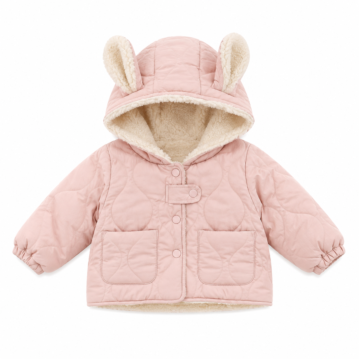 (Pre Order 2 Weeks)Girls Pink Bunny Ear Hooded Jacket