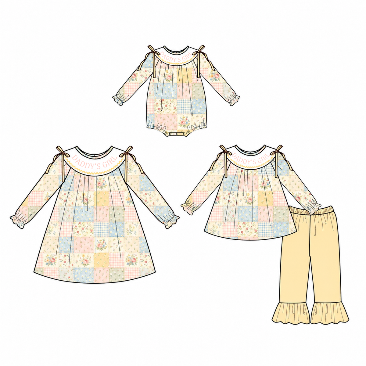 (Weekly Pre-Order)Sisters Spring&Summer DADDYS GIRL Embroidery Smocked Dress,Set&Romper(Ends 10.28)