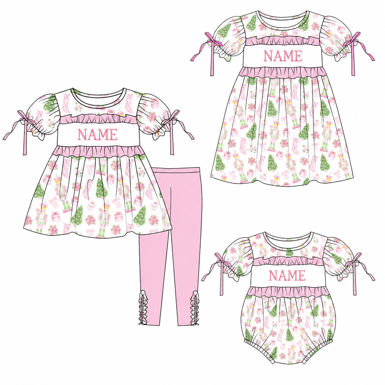 (Weekly Pre-Order)Sisters Christmas Embroidery Smocked Dress,Set&Romper(Ends 8.23)