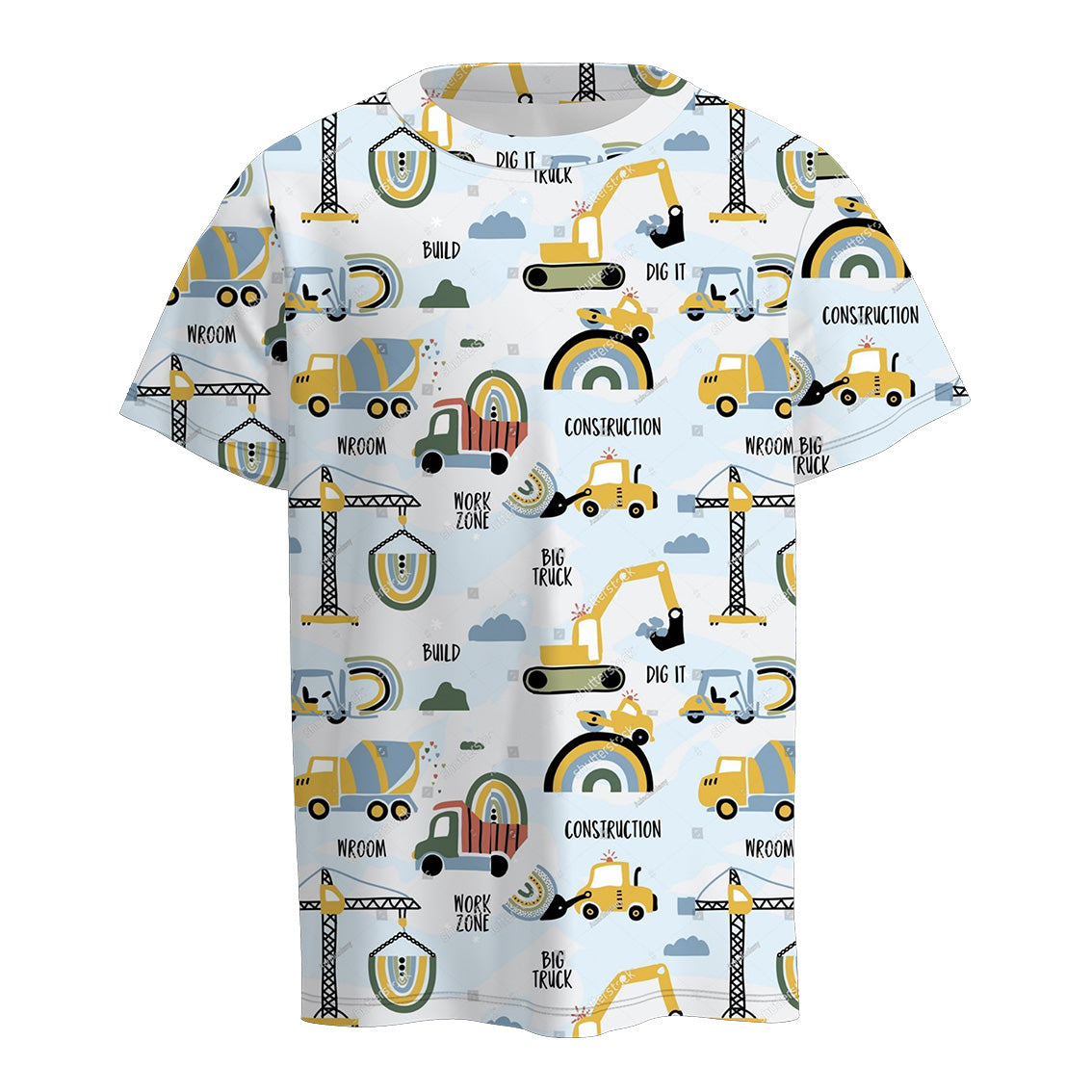 (Pre Order)Boy's Digger Truck Rainbow Print Top