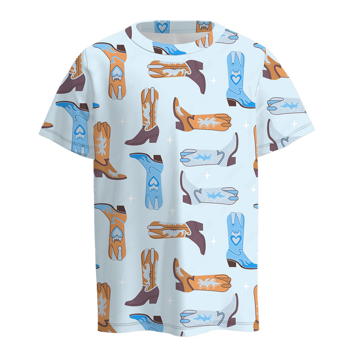 (Pre Order)Boy's Blue Boots Print Top