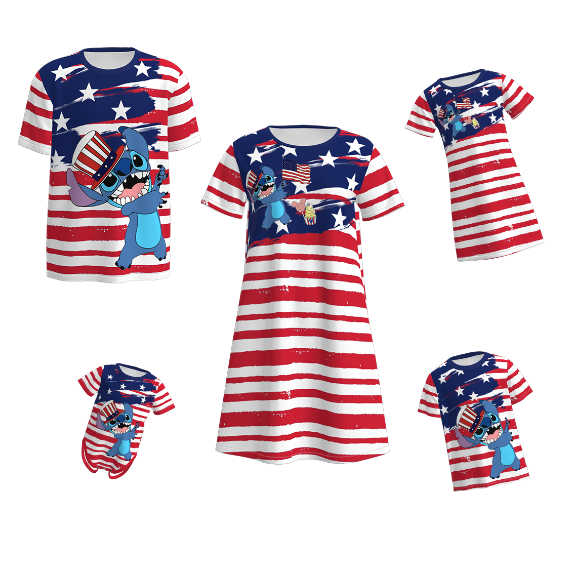 (Pre Order)Family Patriotic Print Dress,Romper and Top