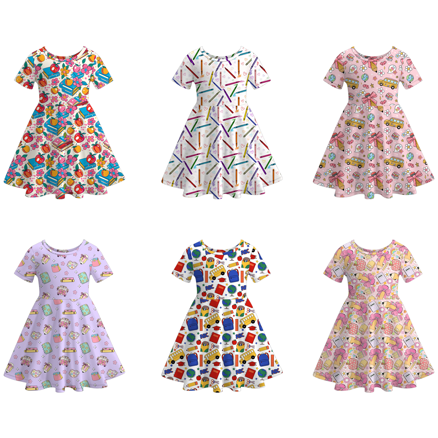 (Pre Order)Girls Summer Back To School Print Dress