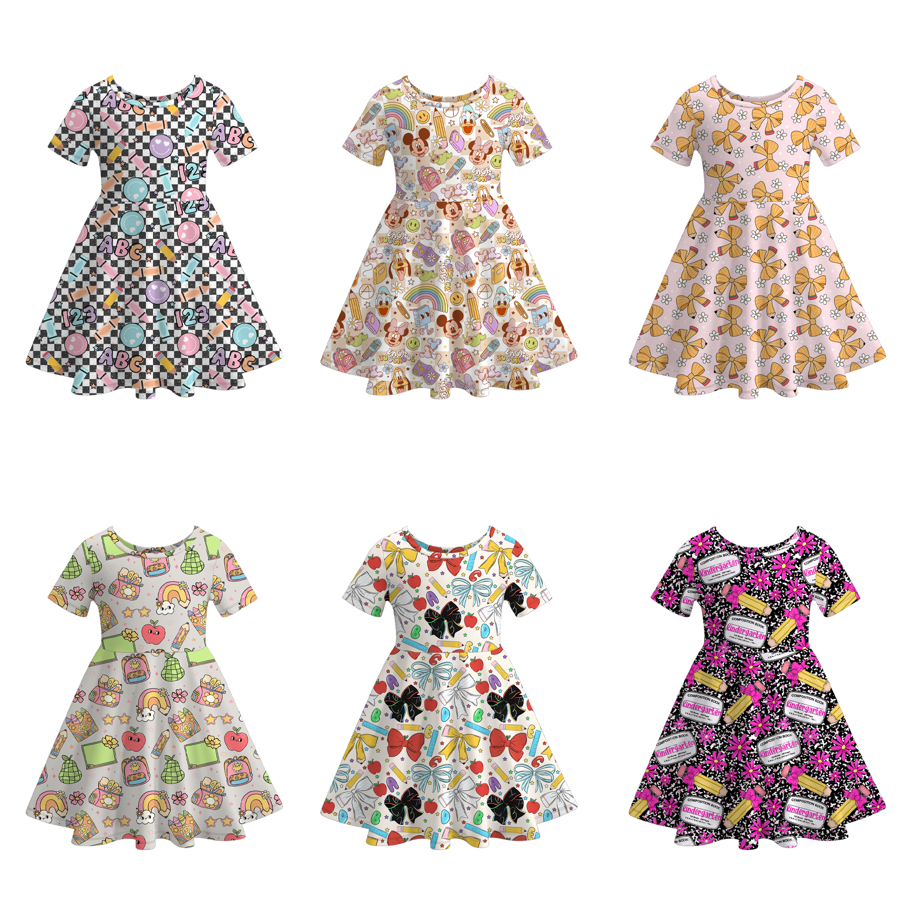 (Pre Order)Girls Summer Back To School Print Dress