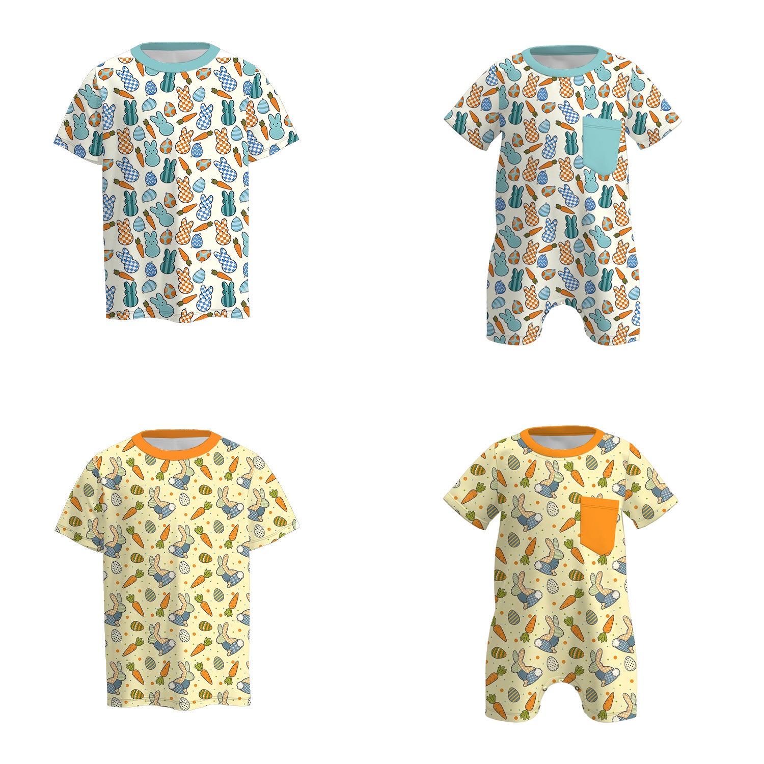 (Pre Order)Brothers Easter Bunny Print Top&Romper