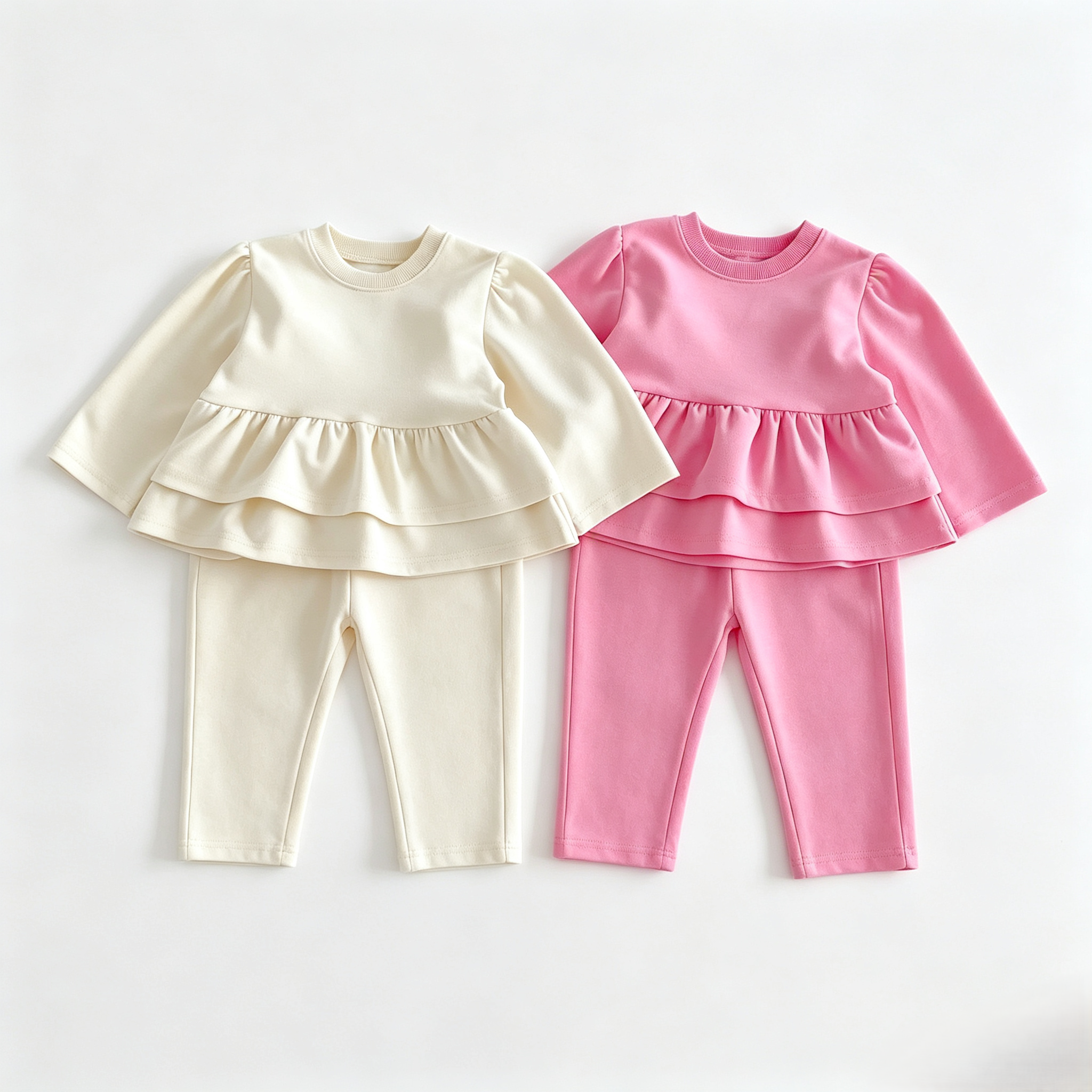 (Pre Order 2 Weeks)Girls Solid Color Ruffle Outfit Set