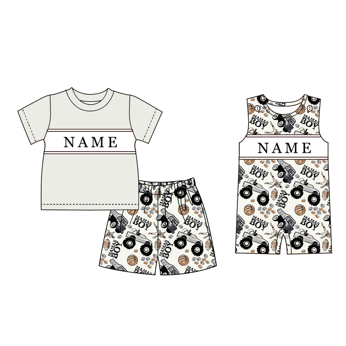 (Pre Order)Brothers MAMA'S BOY Embroidery Smocked Set&Romper-Customized name