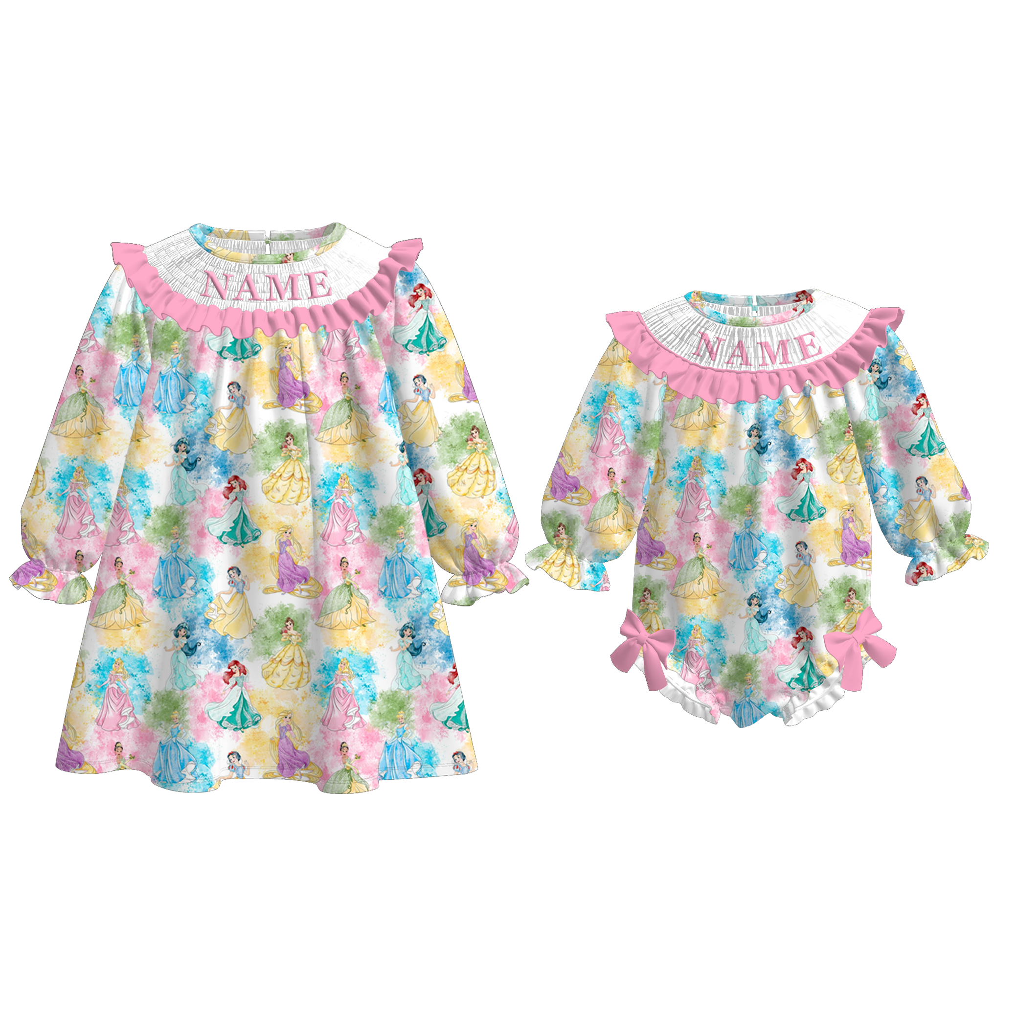 (Pre Order)Sisters Spring Princess Embroidery Smocked Dress&Romper