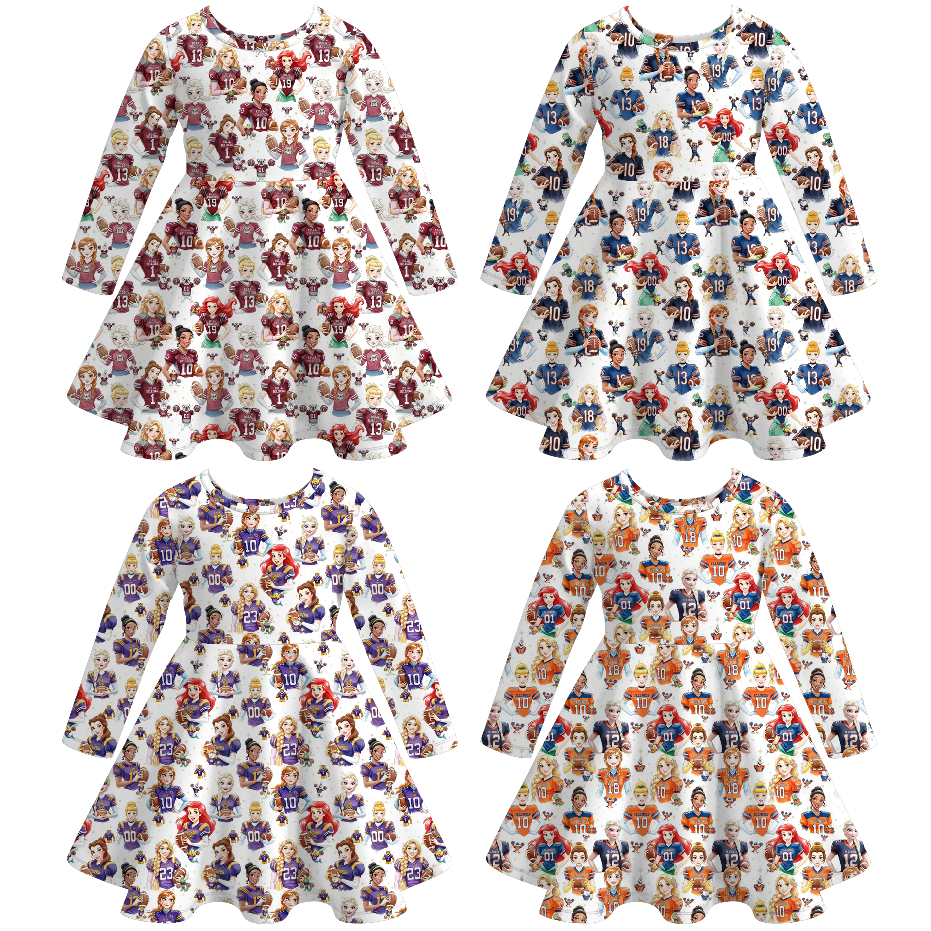 (Pre Order)Girls Spring&Summer Football Princess Print Dress