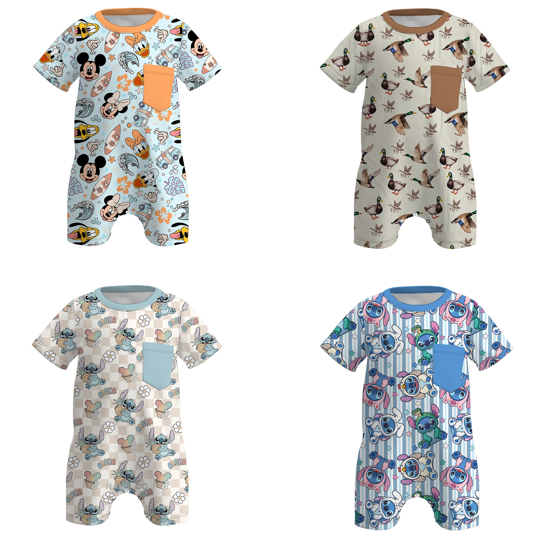 (Pre Order)Toddler Boys Spring and Summer Cartoon Print Romper