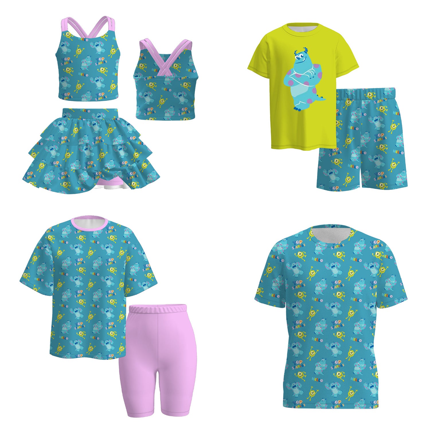 (Pre Order)Family Spring and Summer Cartoon Print Set&Top