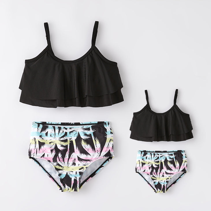 (In Stock)Mommy and Me Summer Palm Tree Print Swimsuit