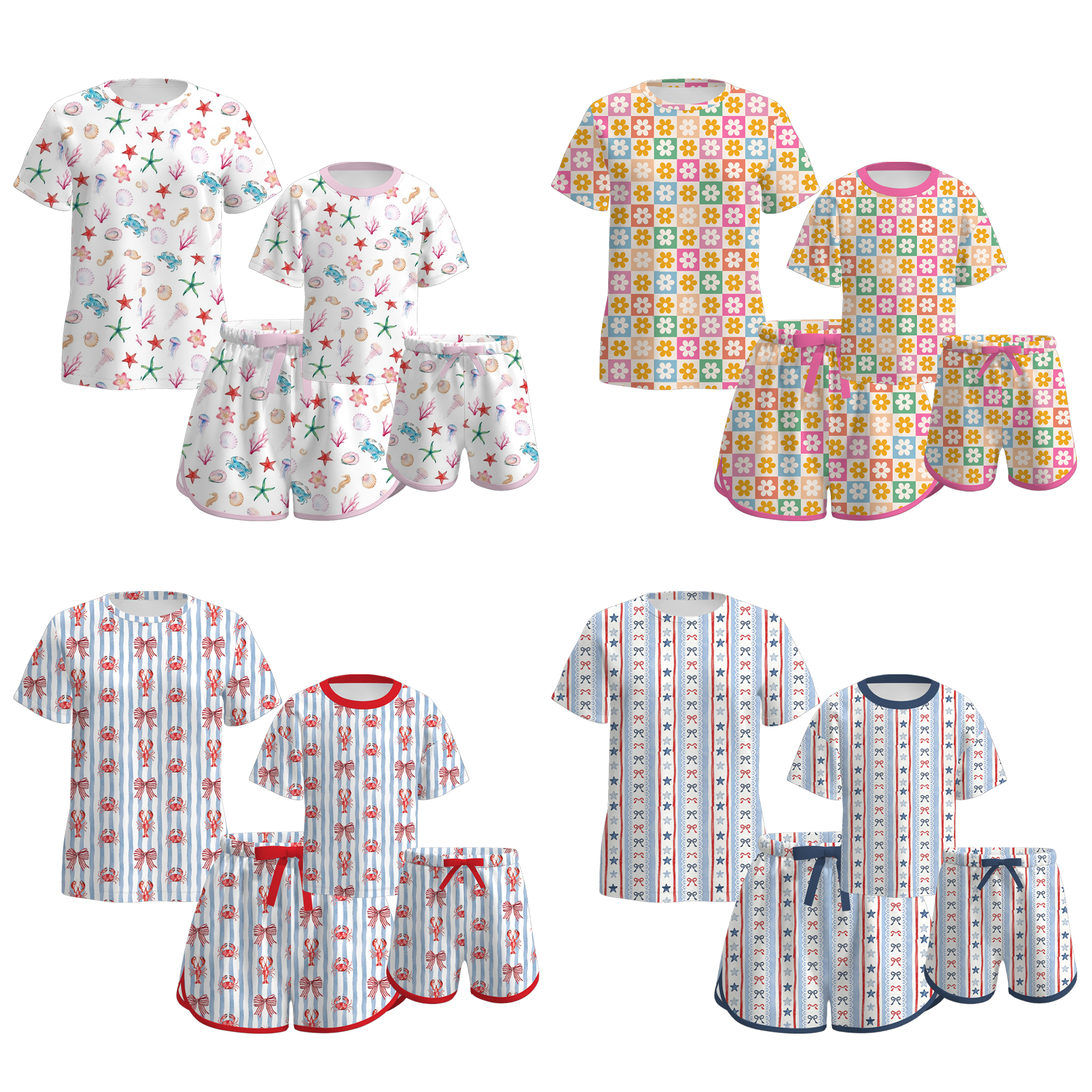 (Pre Order)Mommy and Me Spring&Summer Print Shorts Set