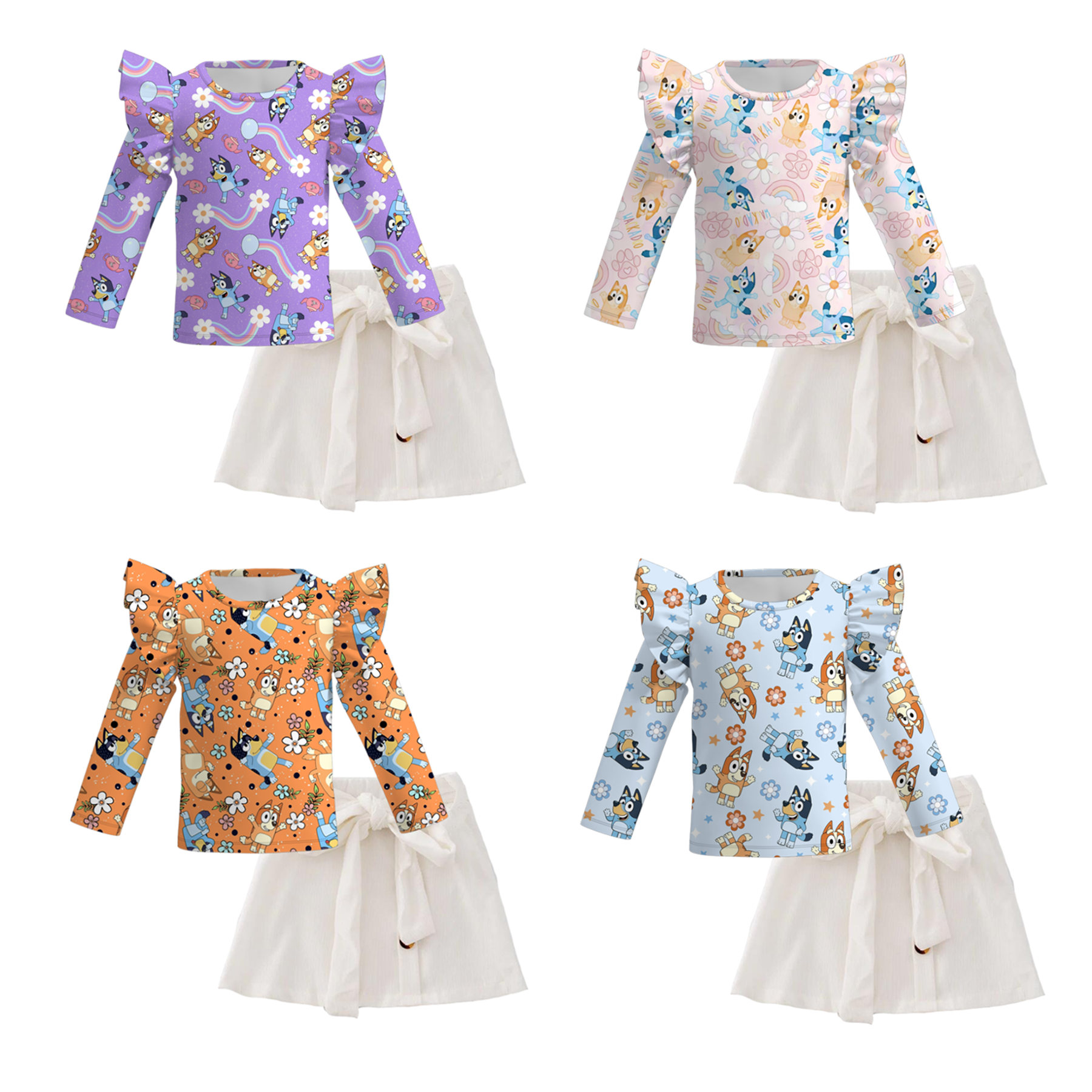 (Pre Order+Skirt In Stock)Girls Cartoon Print Skirt Set