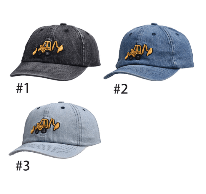 (Pre Order)Kid's Bulldozer Embroidered Baseball Cap