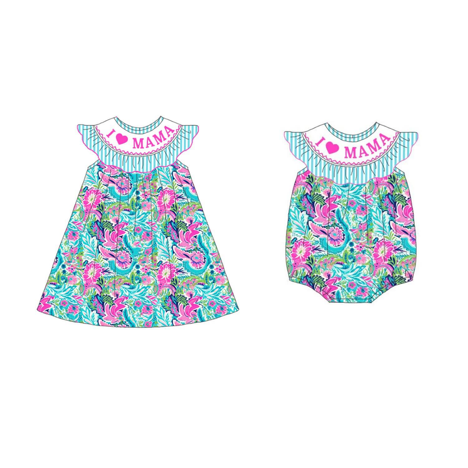 (Pre Order)Sisters Spring and Summer Embroidery Smocked Dress&Romper