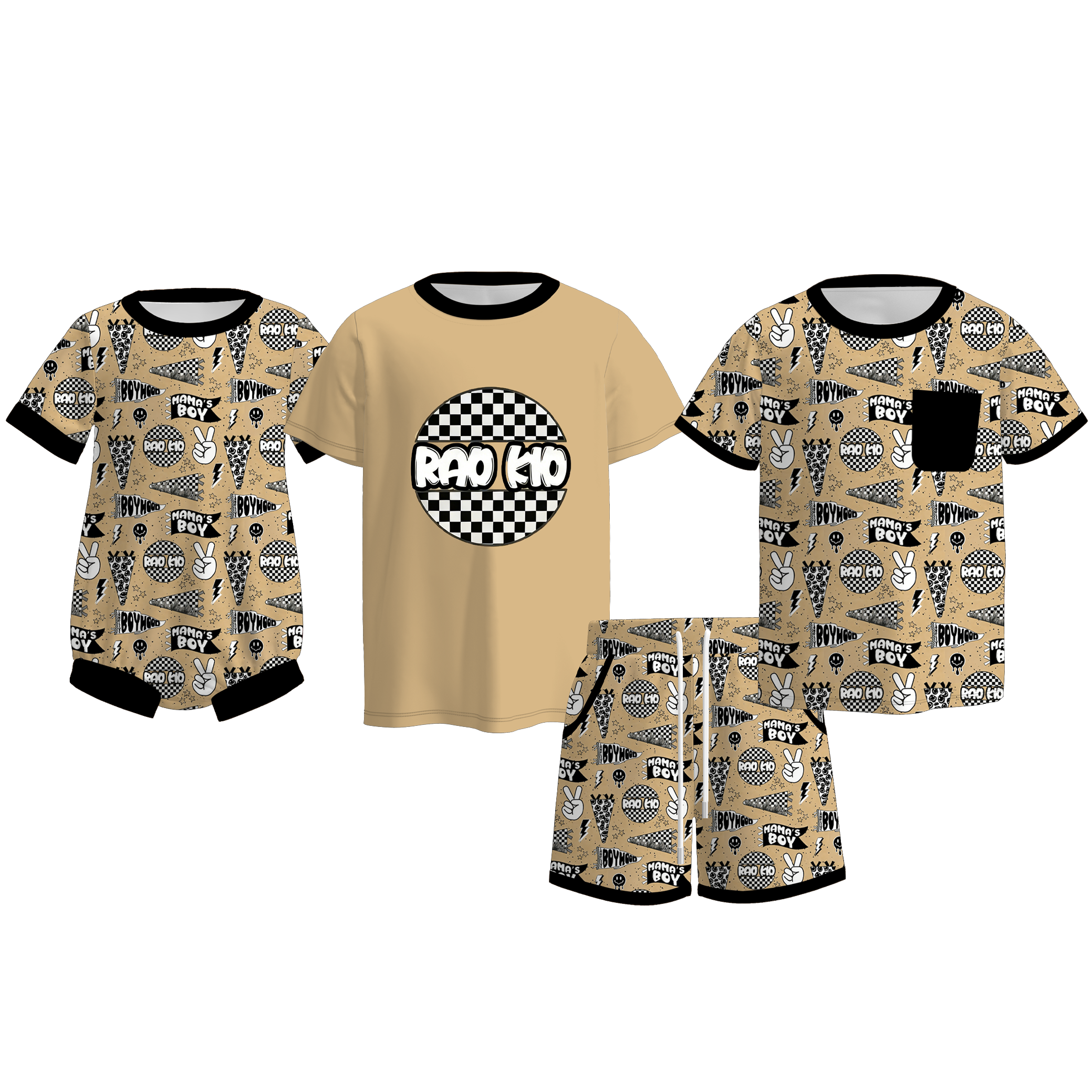(Pre Order)Brothers MAMA'S BOY Print Set,Top&Romper