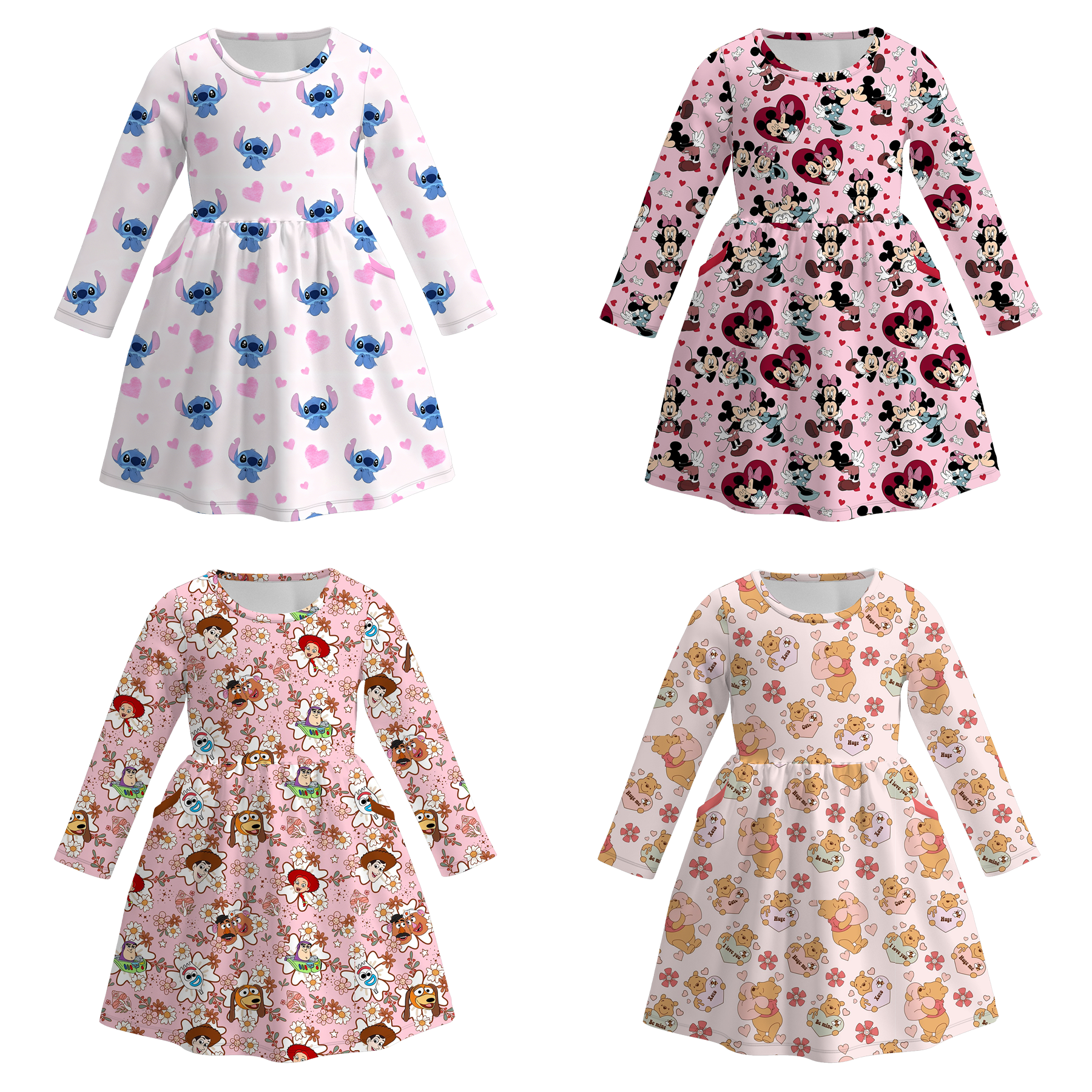 (Pre Order)Girls Valentine's Day Print Dress with Pockets