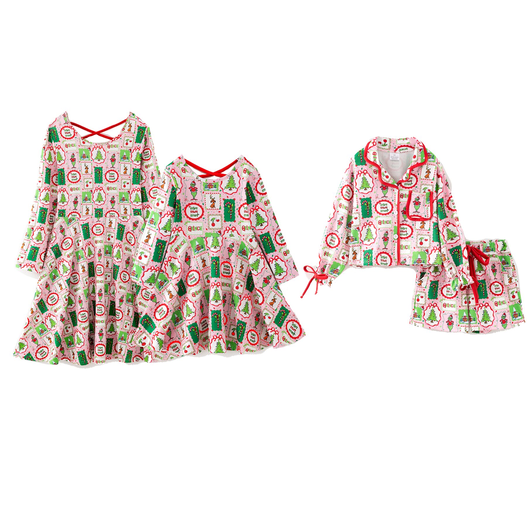 (Pre Order,Prepack Zone)Family Cartoon Print Dress&Set