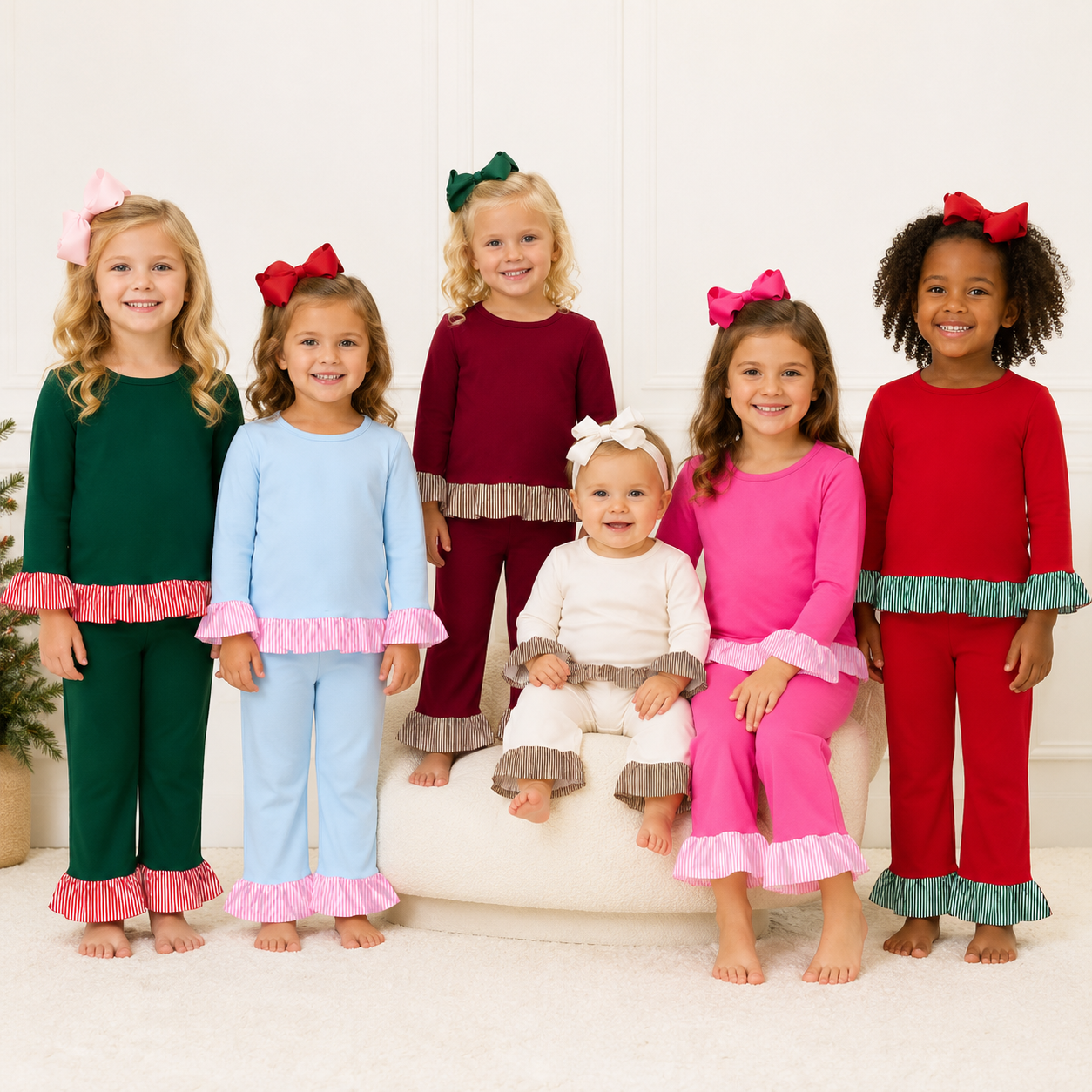 (Weekly Pre-Order)Girls Fall Solid Color Ruffle Outfit Set(Ends 9.6)