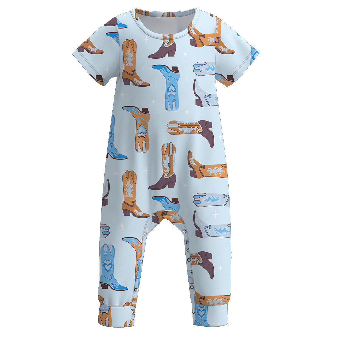 (Pre Order)Boy's Blue Boots Print Romper