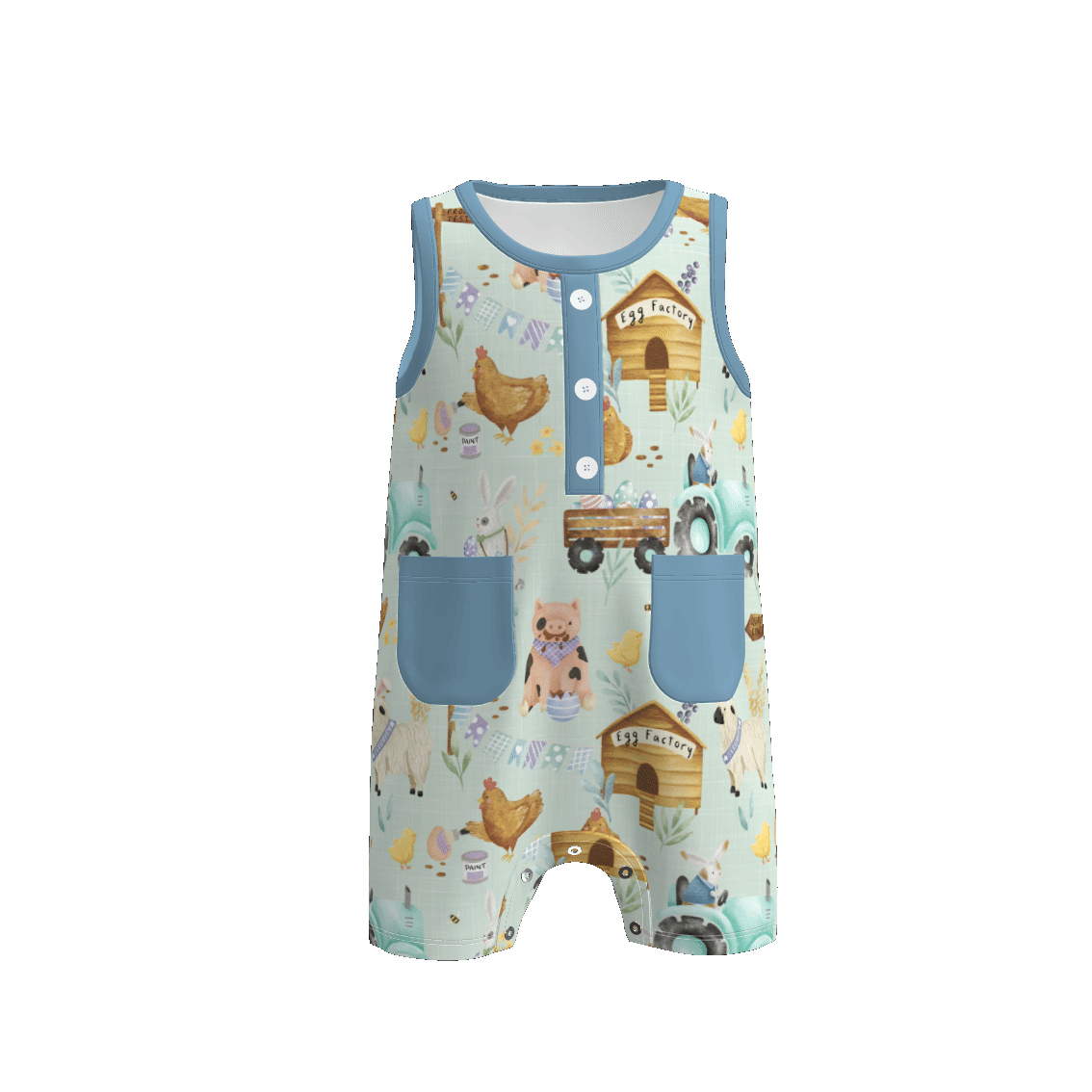 (Pre Order)Toddler Boys Easter Bunny&Farm Print Romper