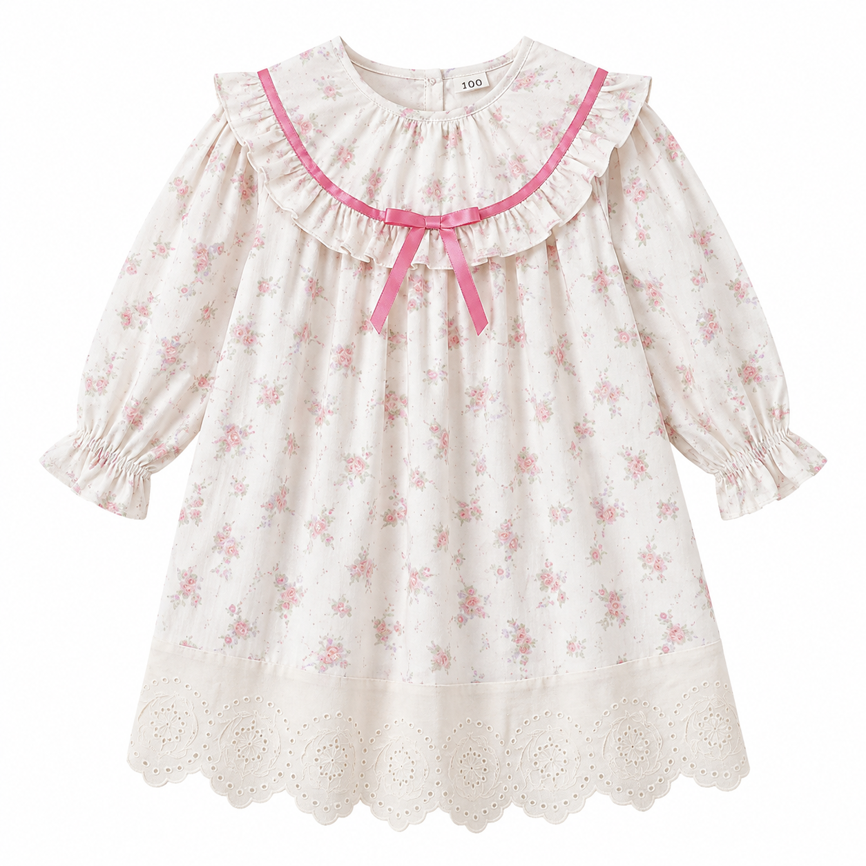 (Pre Order 2 Weeks)Girls Fall Floral Bow Lace Dress