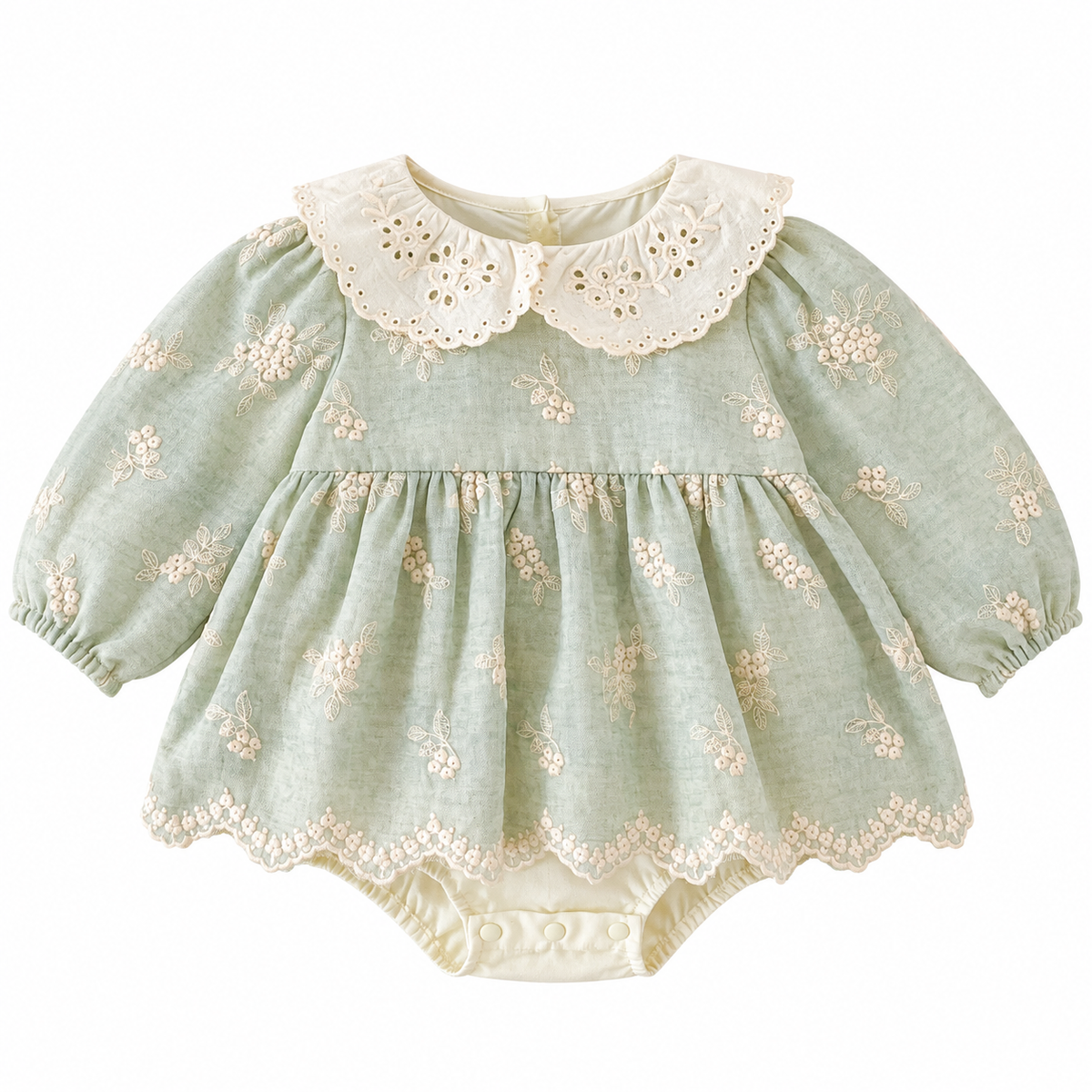 (Pre Order 2 Weeks)Toddler Girls Fall Floral Embroidery Lace Collar Romper