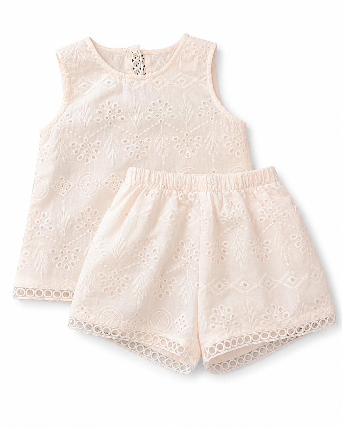 (In Production)Girls Summer Ruffled Lace Short Set
